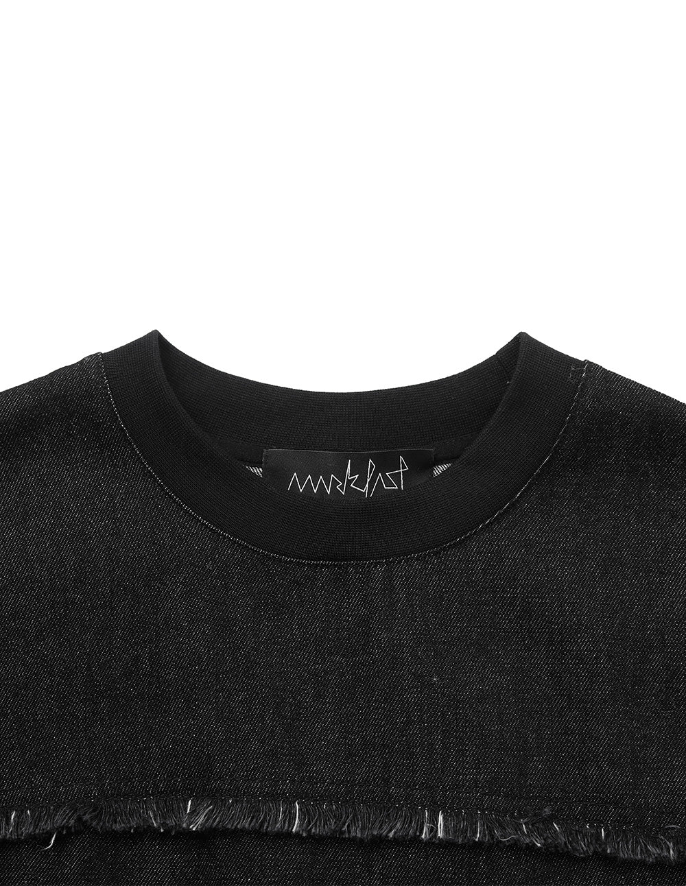 Women's Oversized Mixed Media Denim Sweatshirt Dress with Raw Edge Details