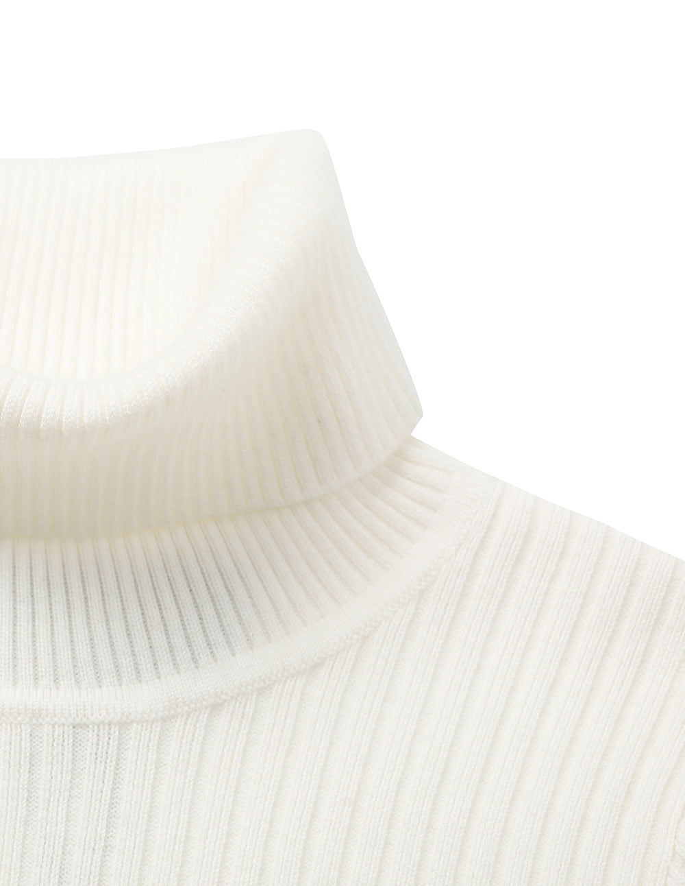 Women's Premium White Versatile Turtleneck Ribbed Knit Pullover