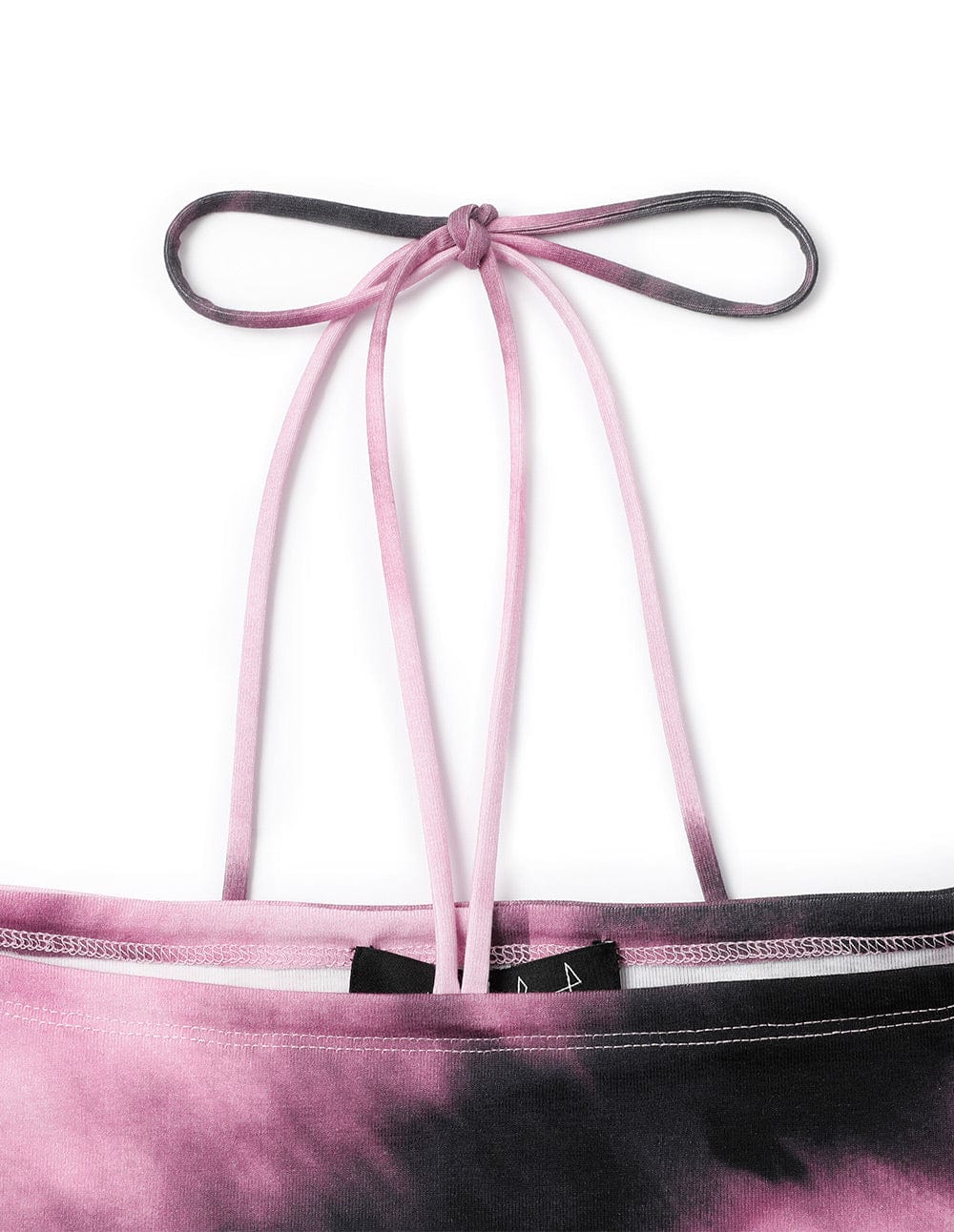 Women's Pink Tie Dye Halter Tie Off Shoulder Top