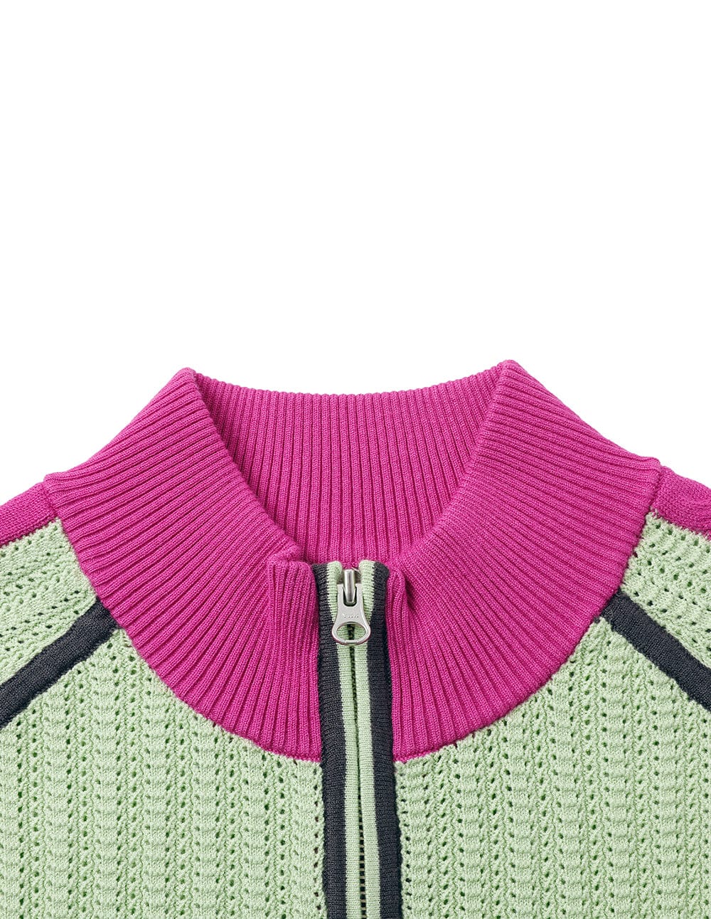 Women's Cropped Quarter Zip Sage Green Ribbed Knit Sweater