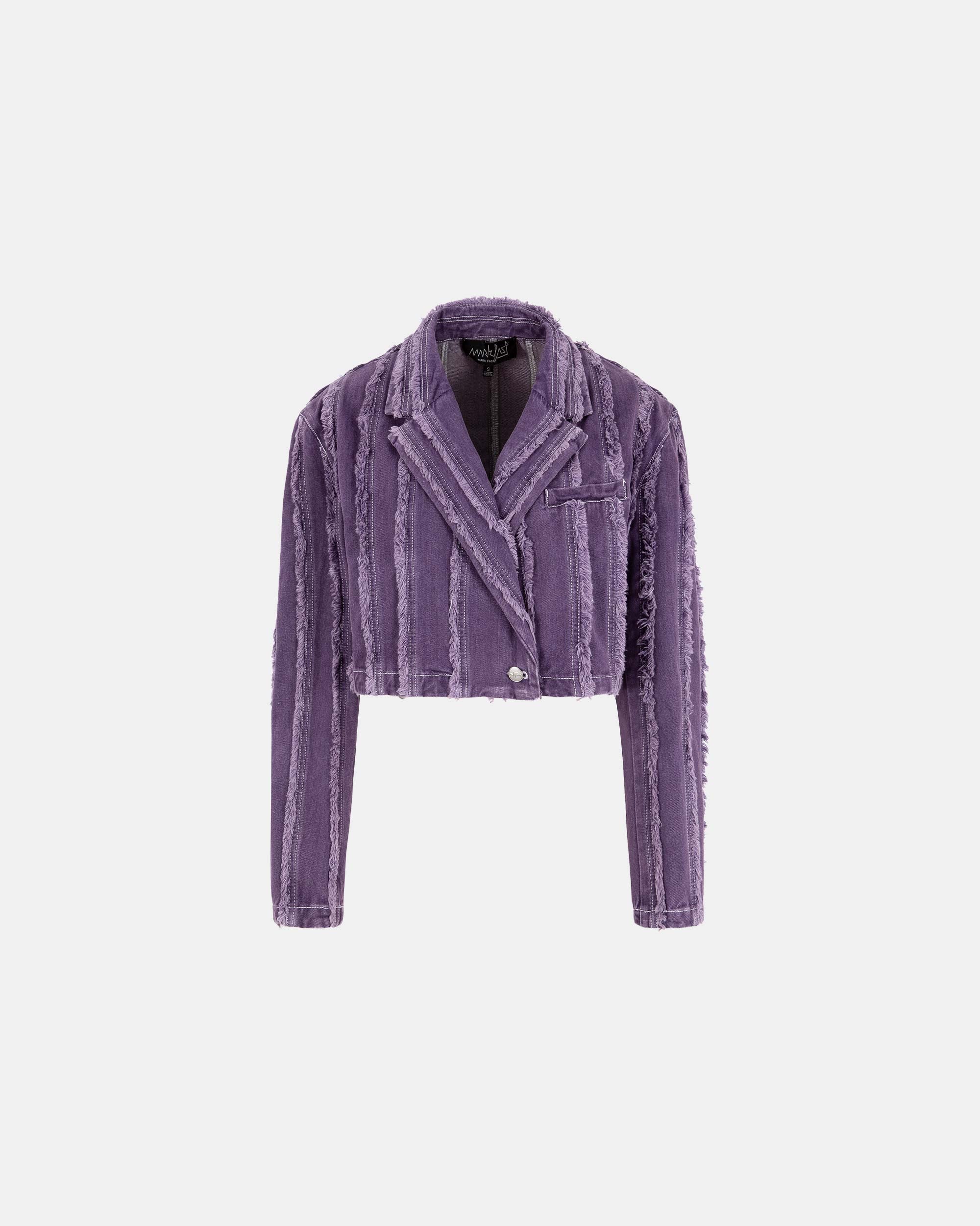 Women's Purple Denim Cropped Jacket