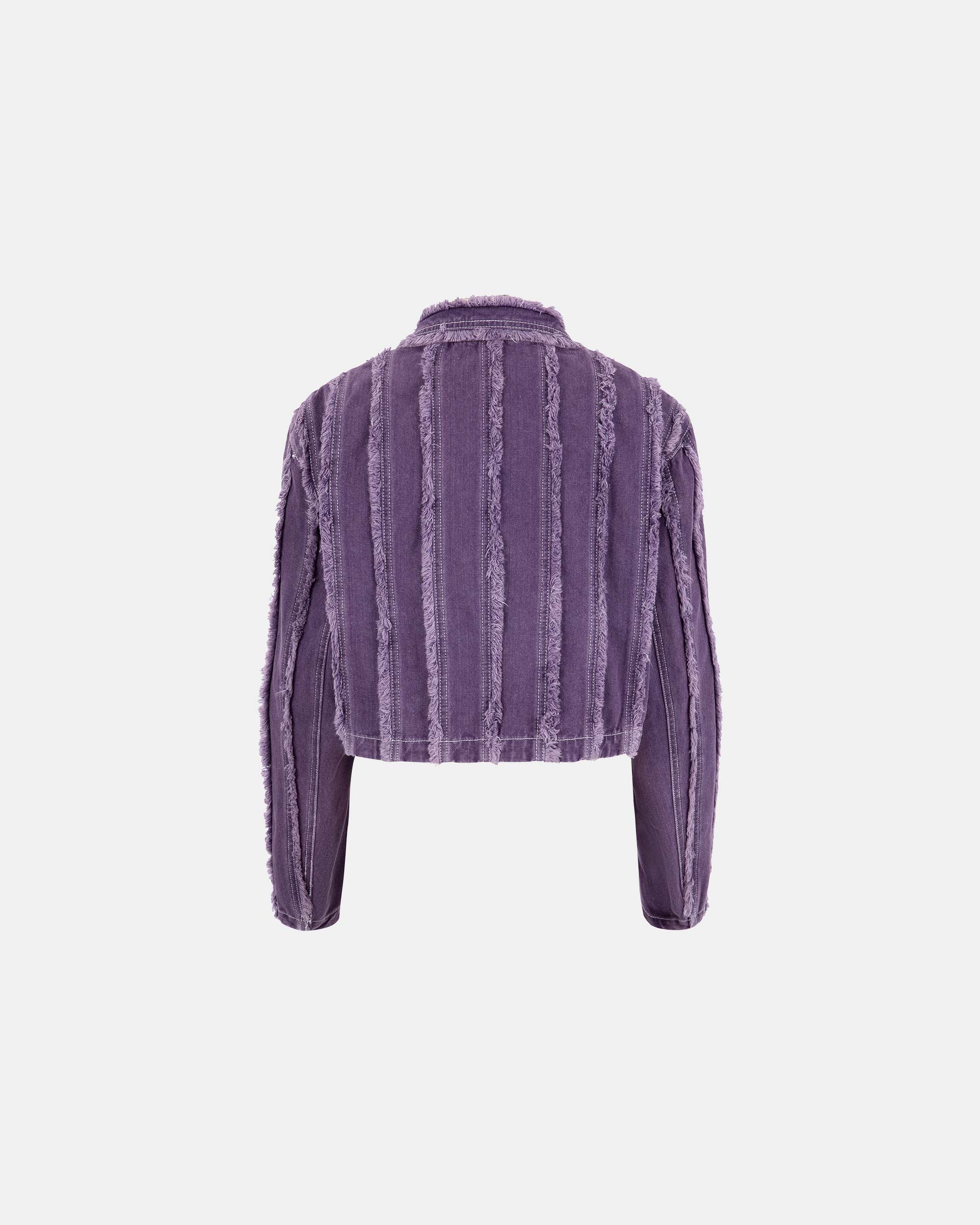 Women's Purple Denim Cropped Jacket