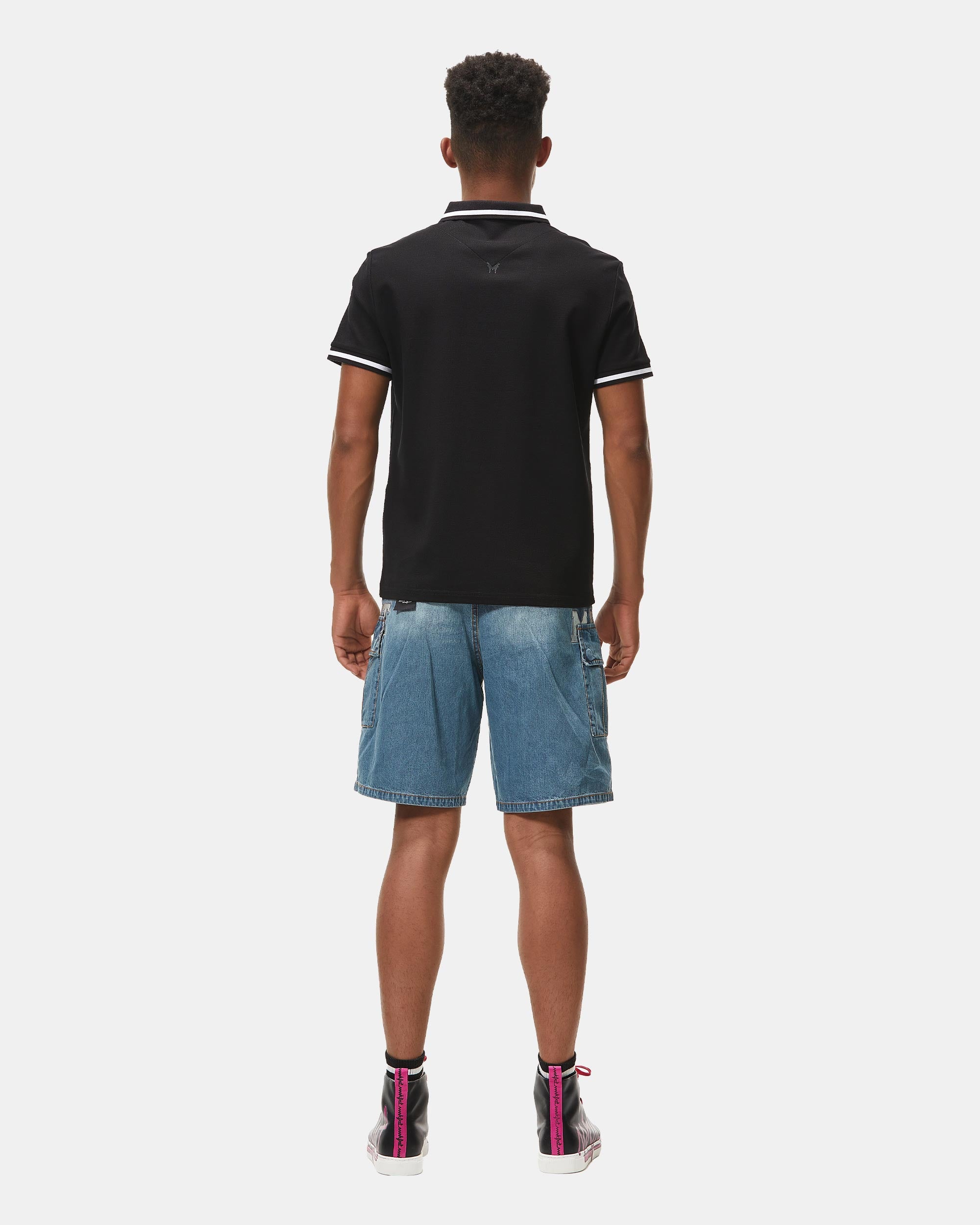 Men's Regular Fit Denim Shorts with Flap Pockets & Embroidered Logo