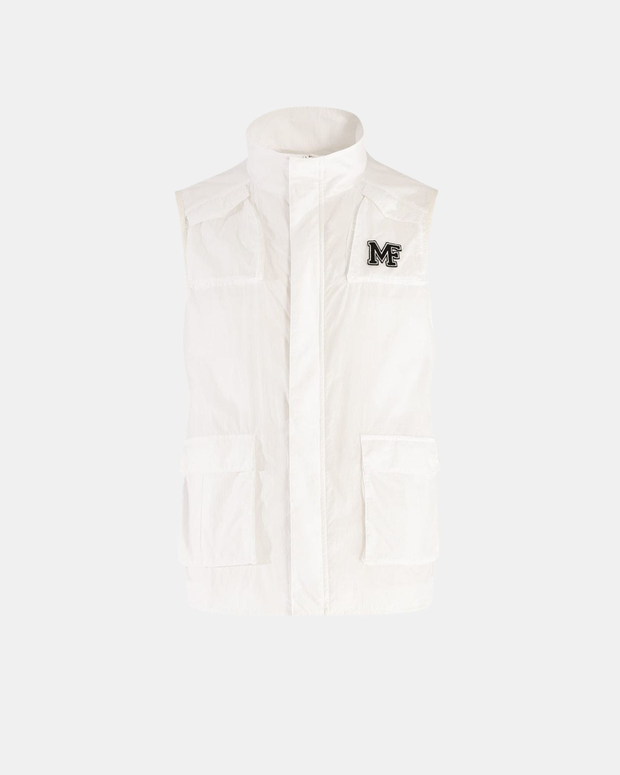 Men's Logo Patch High Neck Sleeveless Vest Jacket
