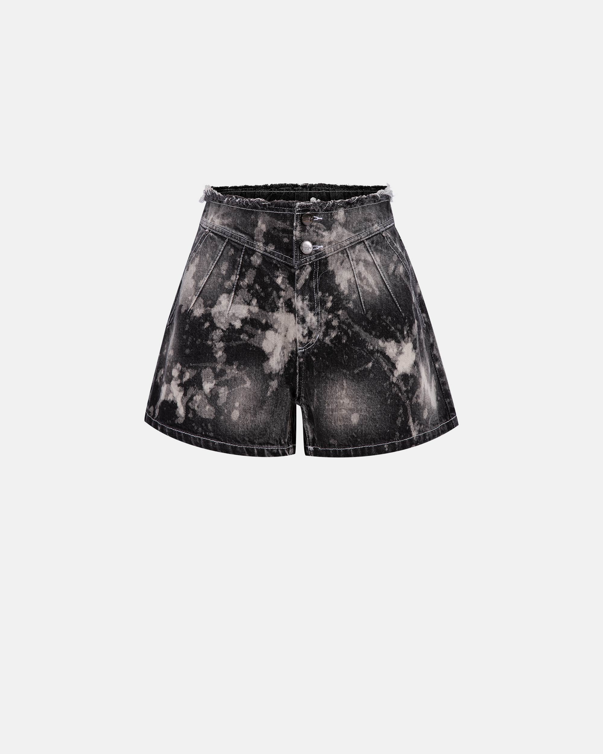 Women's Runway Style Tie-Dye Denim Shorts