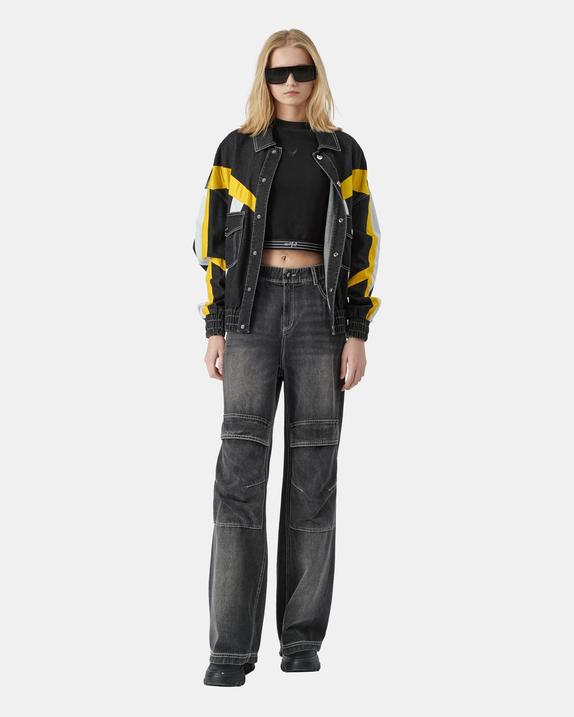 Unisex Colourblock Casual Denim Jacket