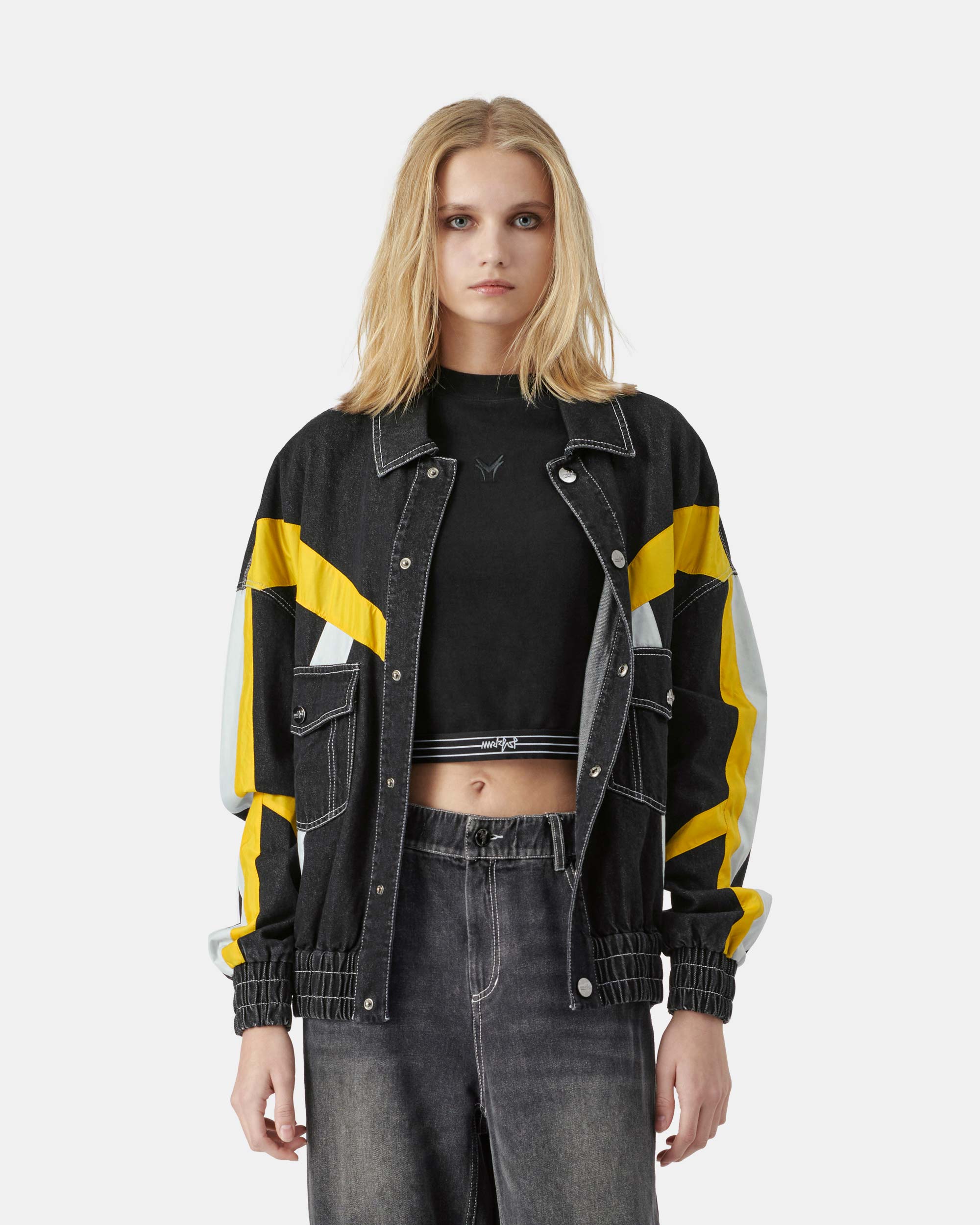 Unisex Colourblock Casual Denim Jacket
