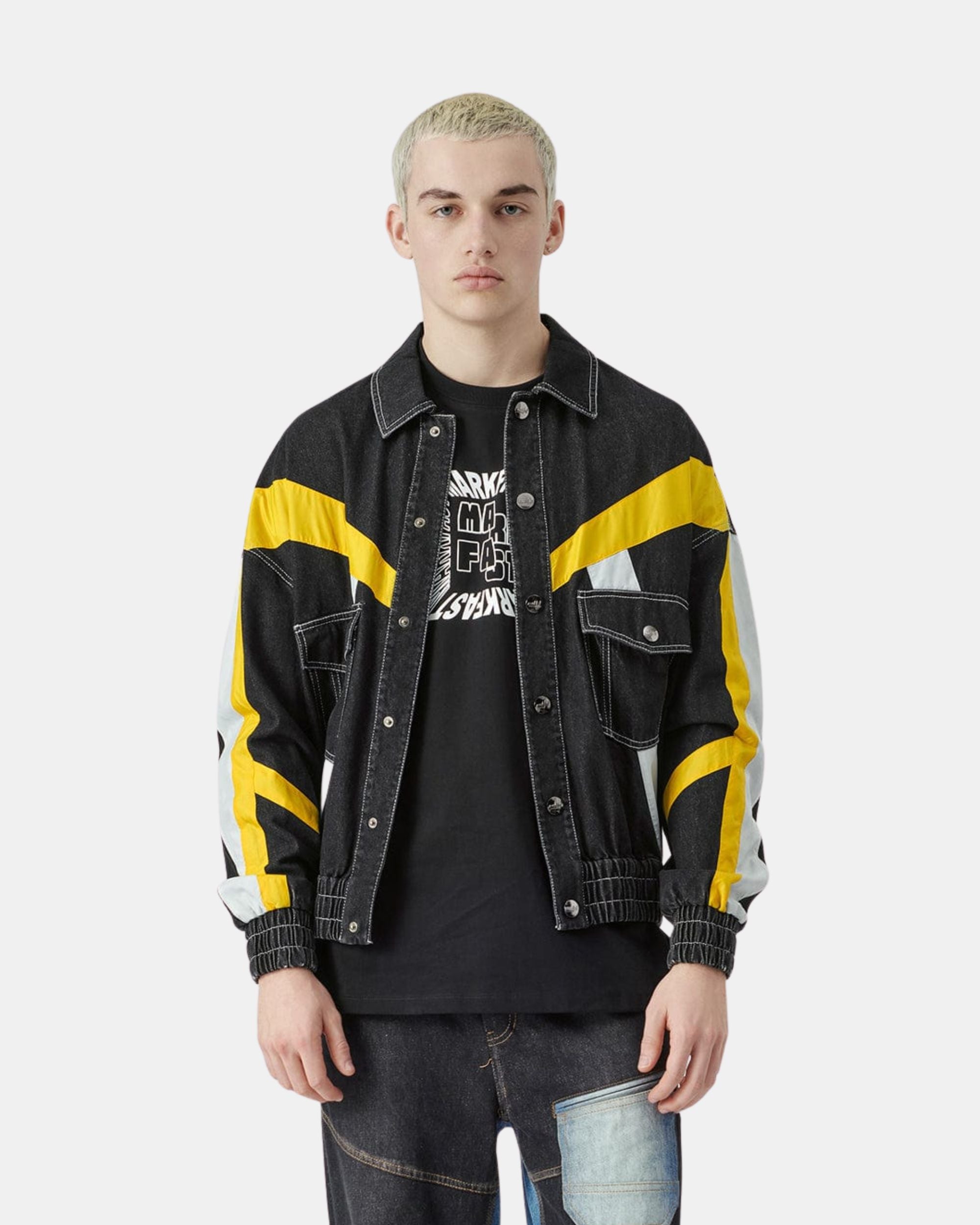 Unisex Colourblock Casual Denim Jacket