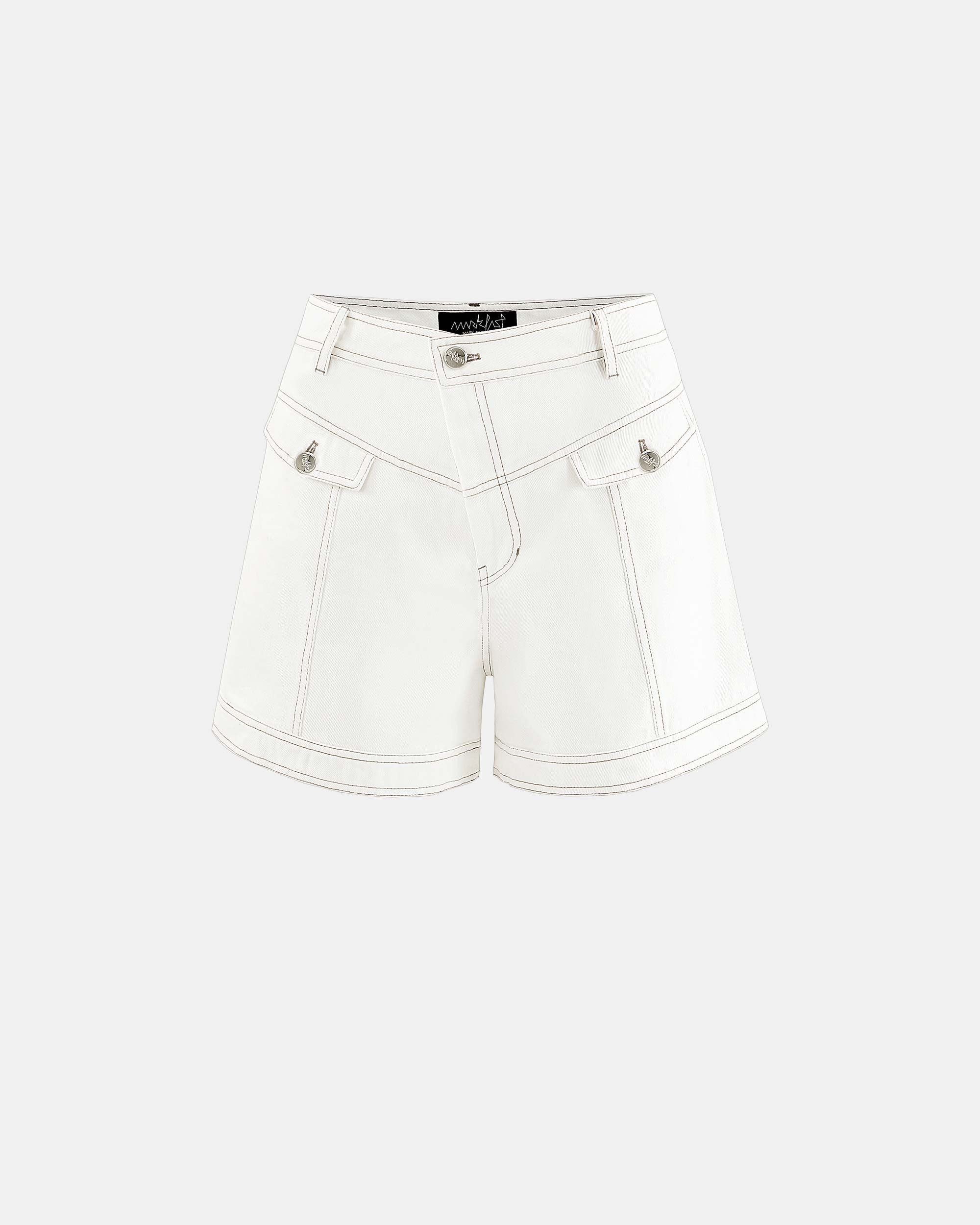 Women's Garment Washed Straight Cut Denim Shorts