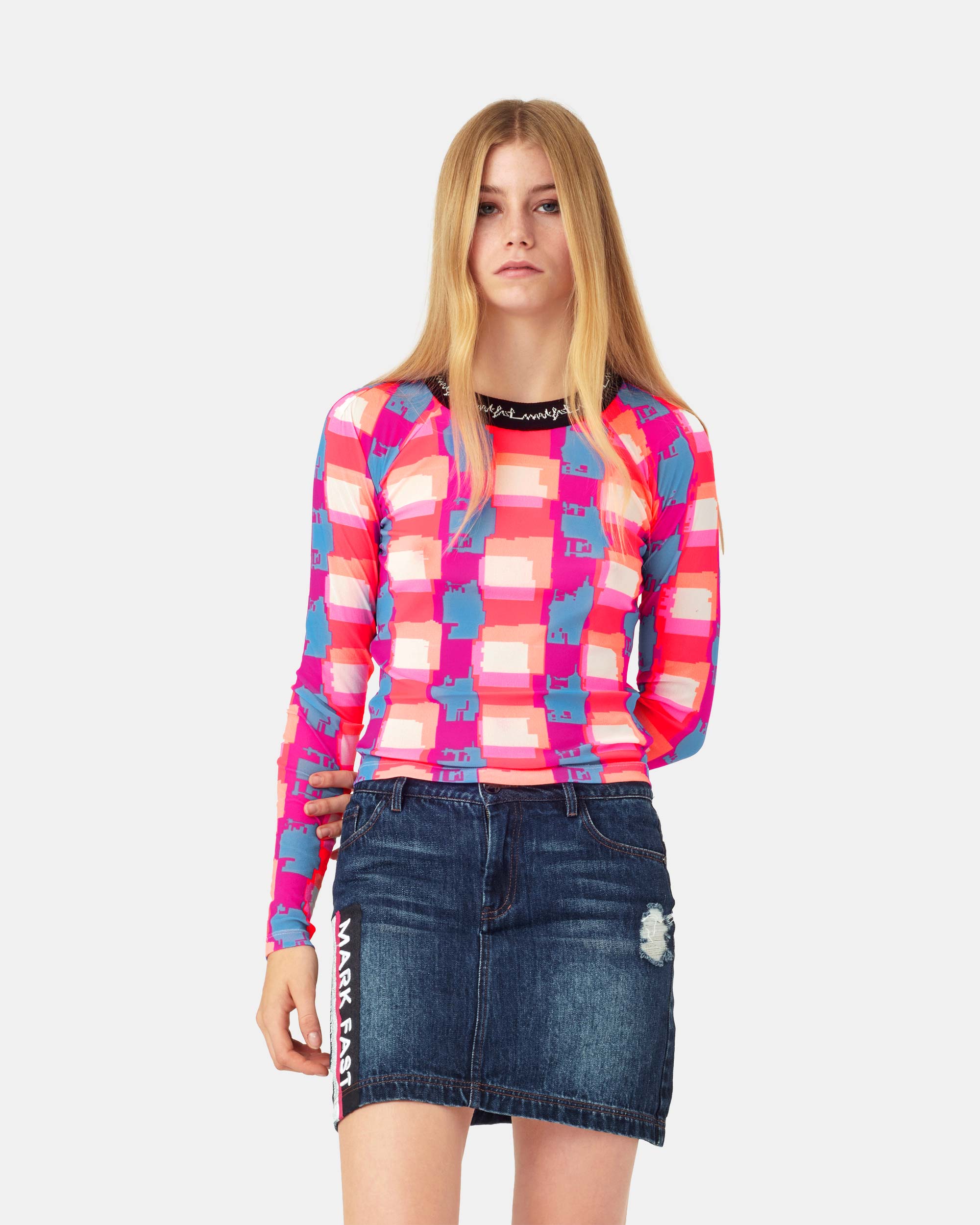 Women's Printed & Embroidered Washed Denim Skirt