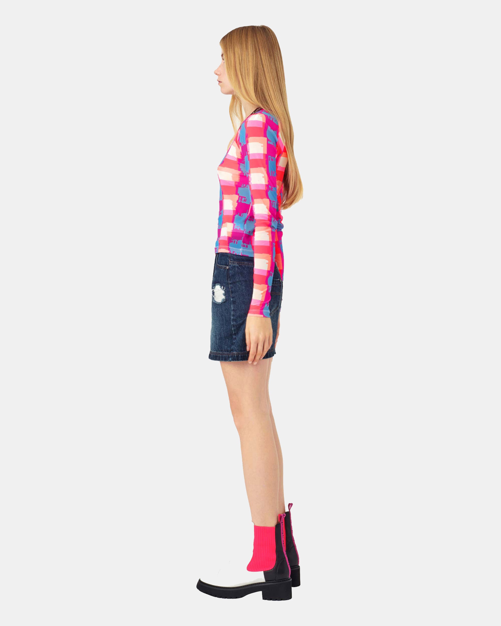 Women's Printed & Embroidered Washed Denim Skirt