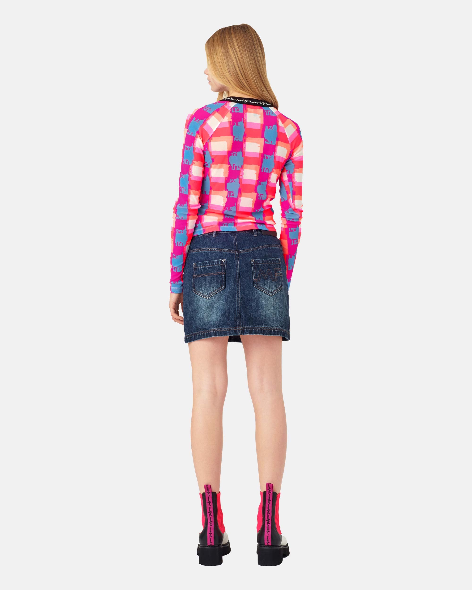 Women's Printed & Embroidered Washed Denim Skirt