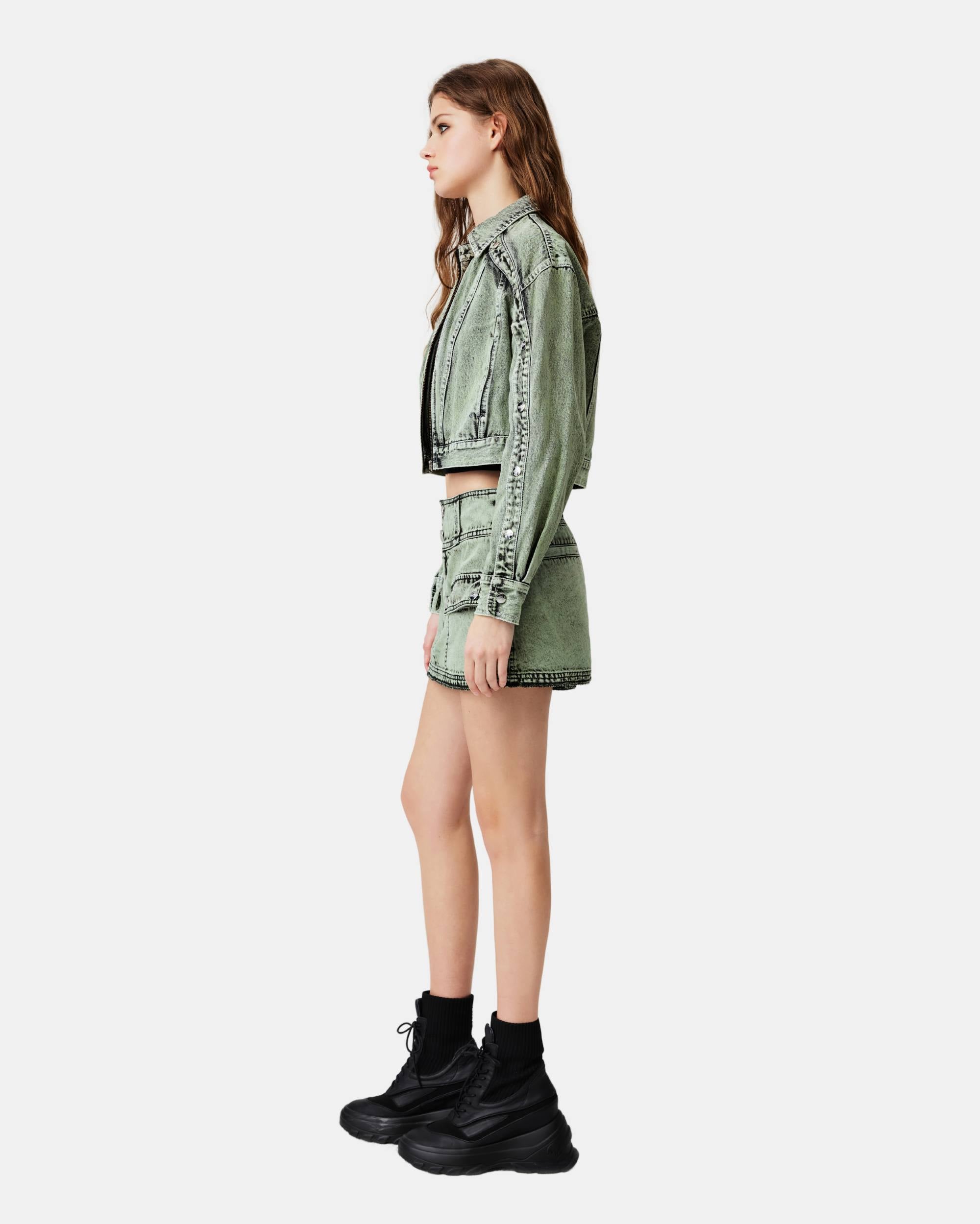 Women's Vintage A-Line Cargo Denim Skirt