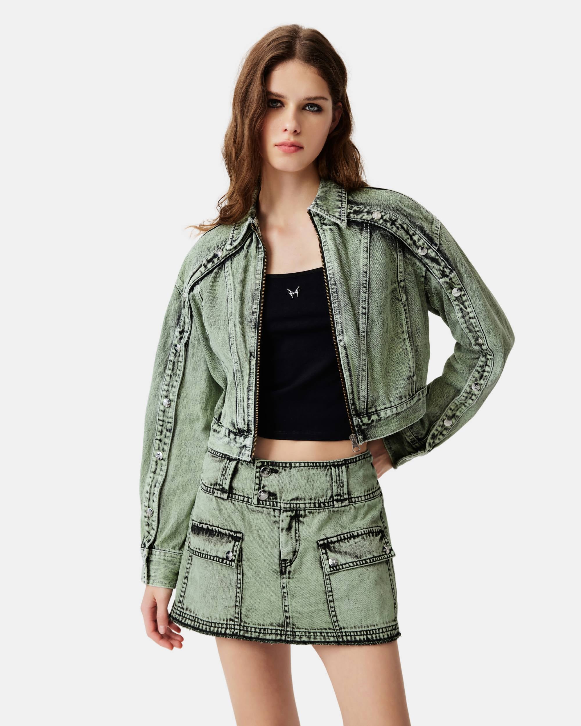 Women's Vintage A-Line Cargo Denim Skirt
