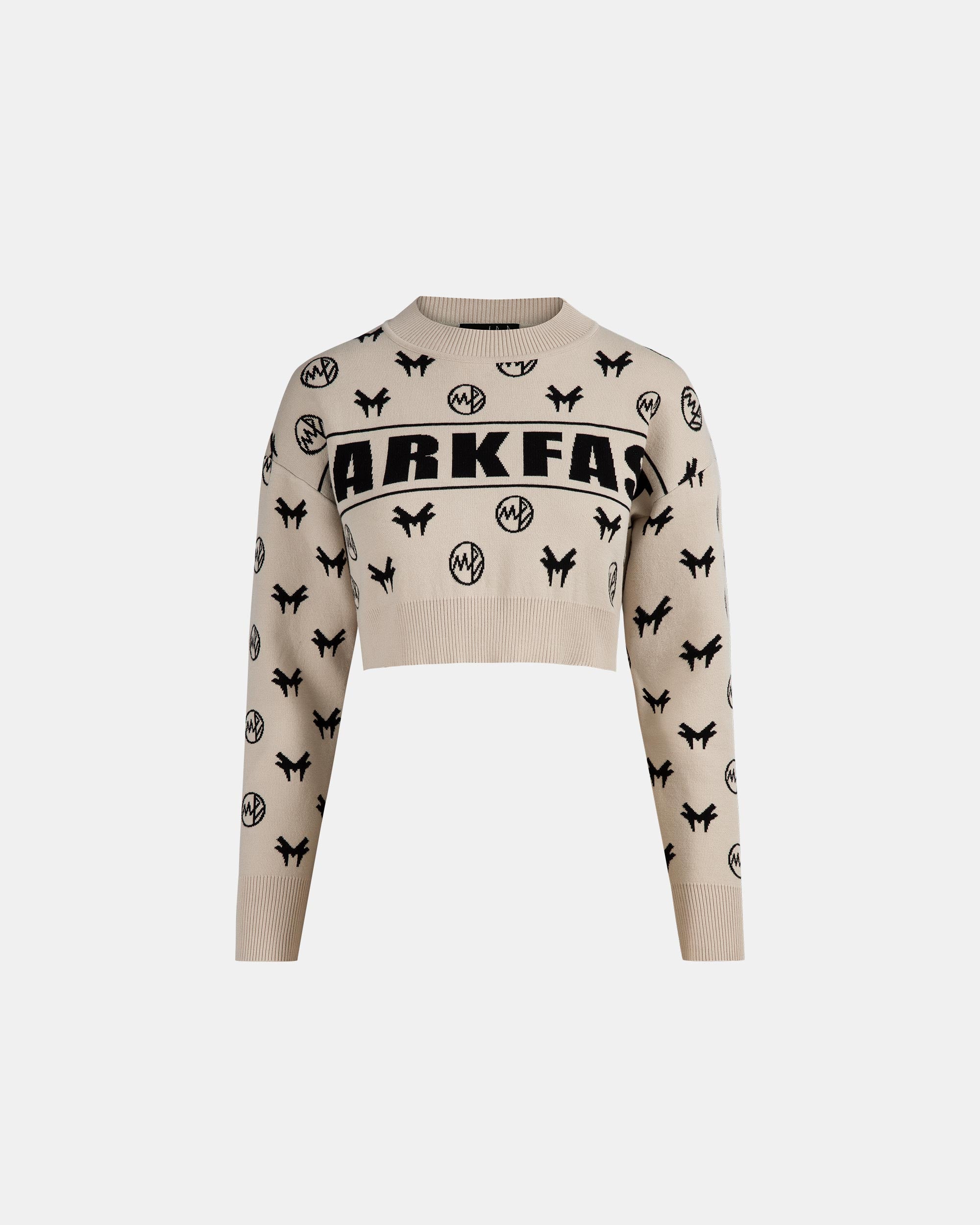Women's Cream Jacquard Cropped Knit Sweater