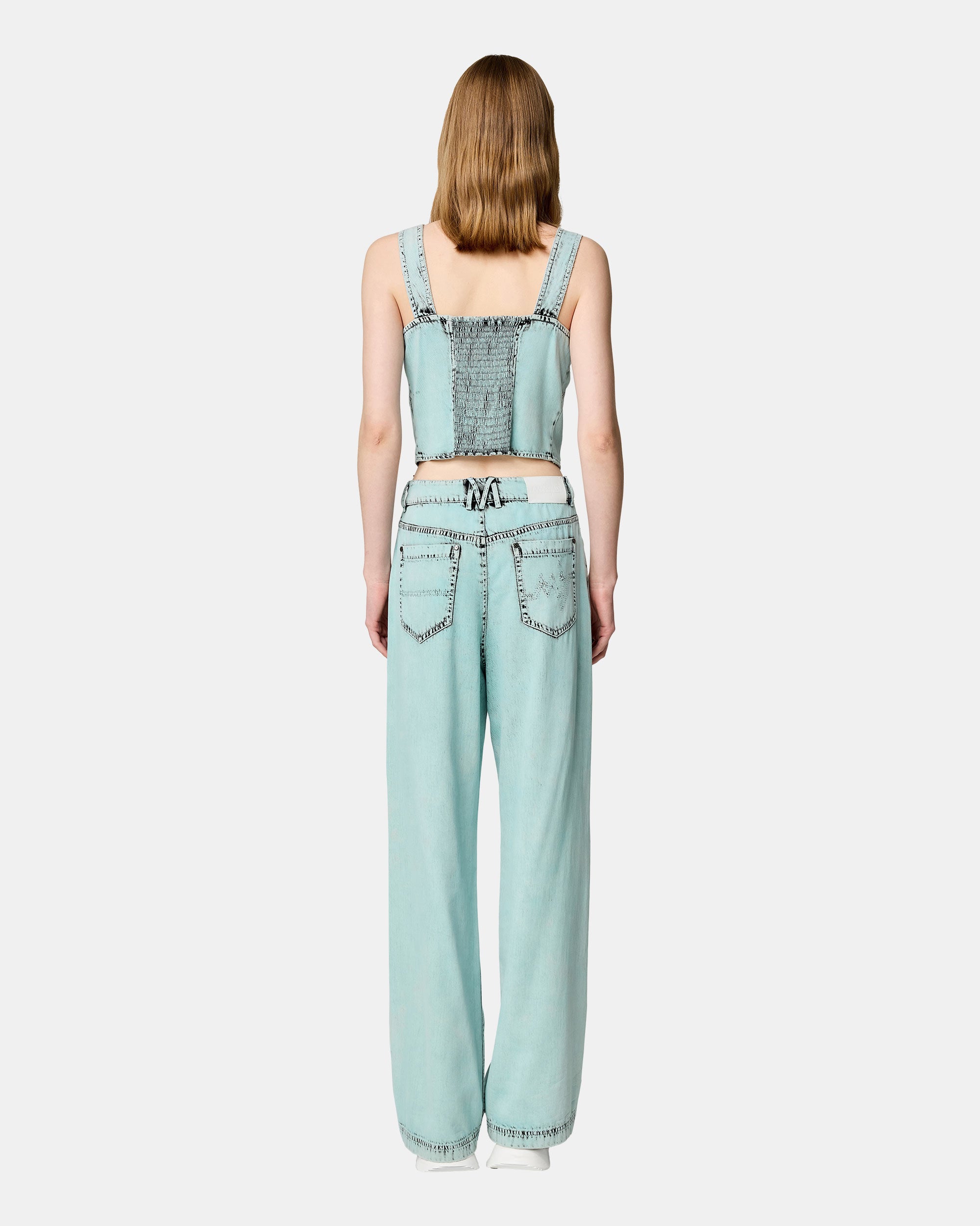 Women's Mint Green Heavy Wash Denim Tank Top