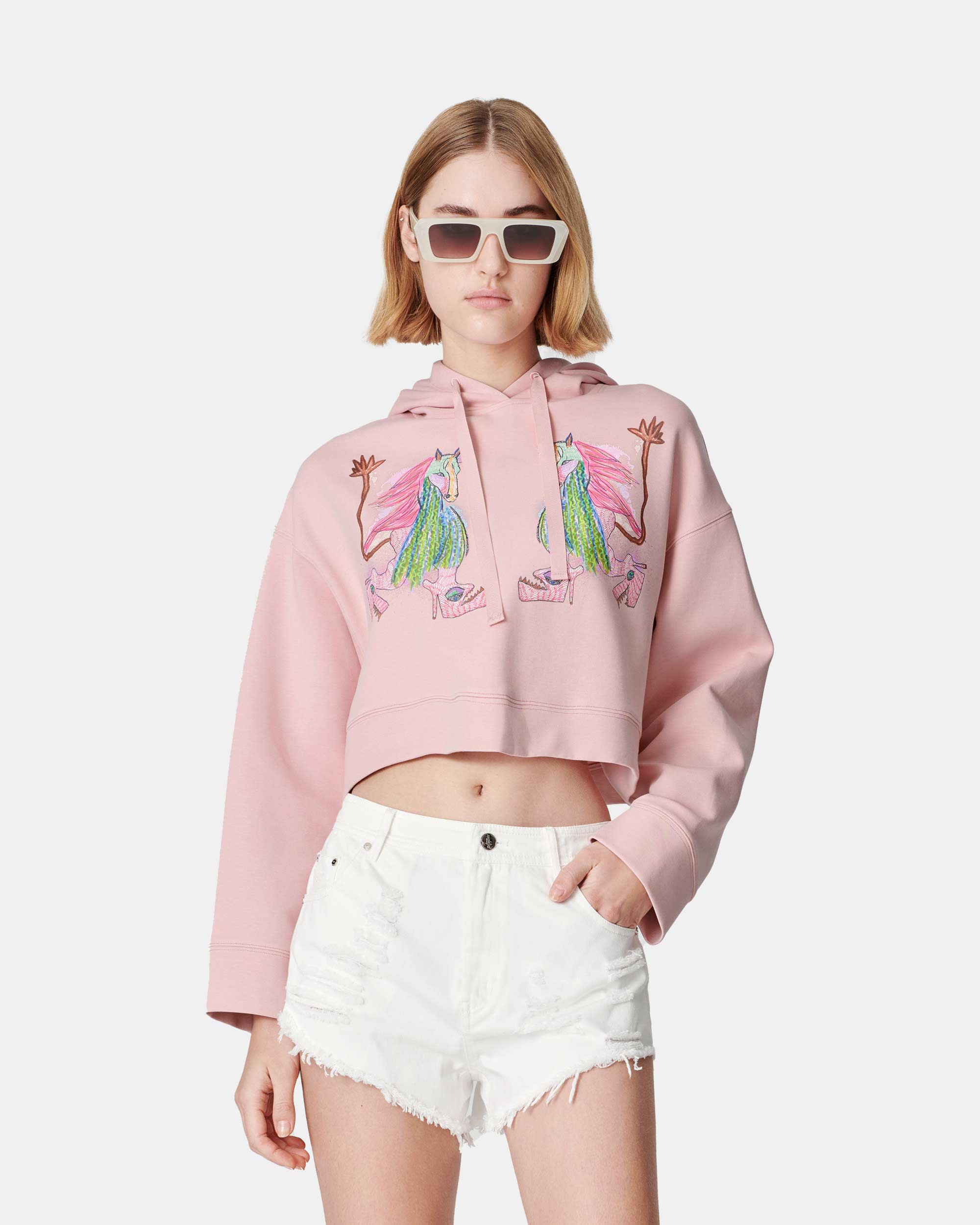 Women's Printed Short Hooded Sweatshirt