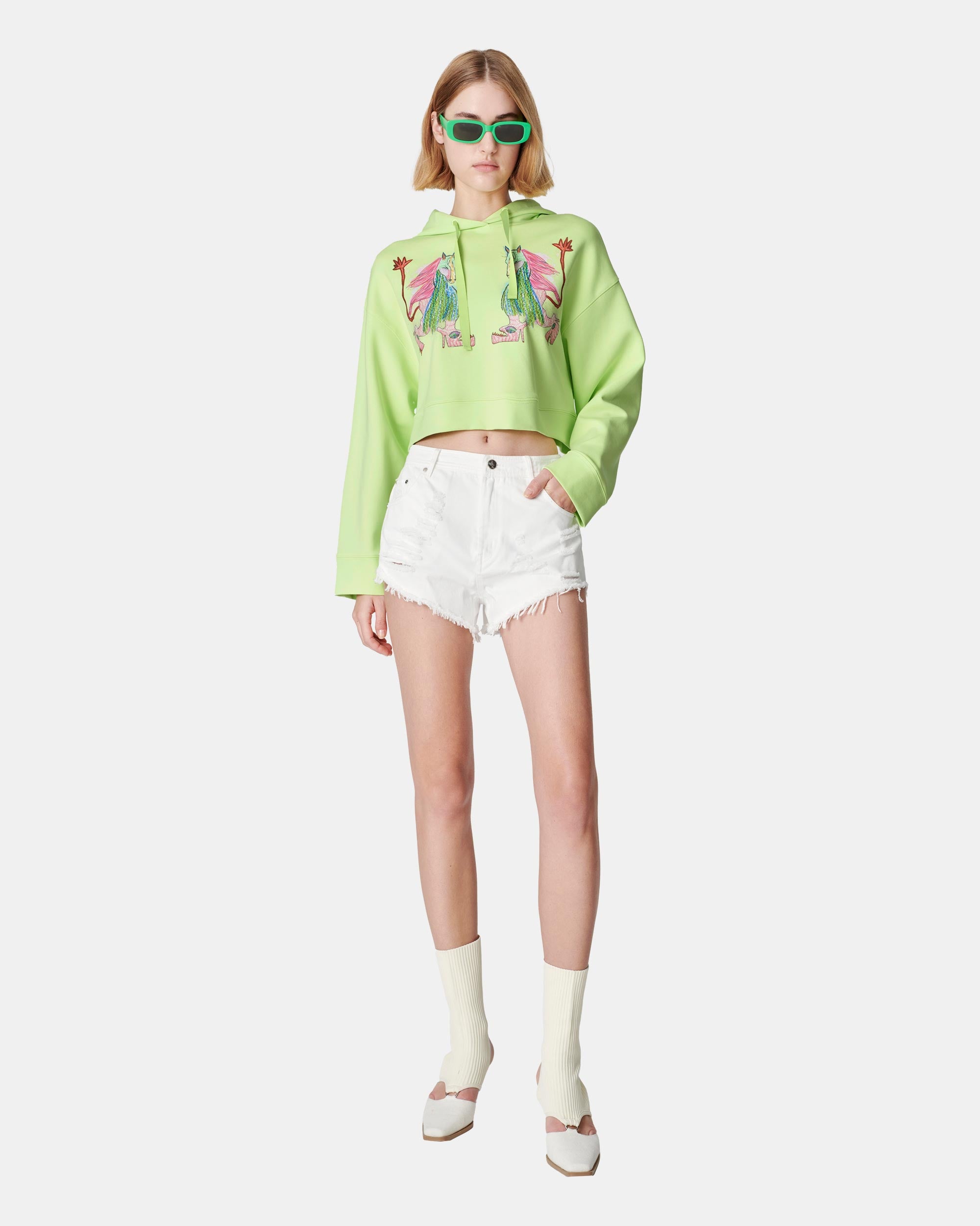 Women's Printed Short Hooded Sweatshirt