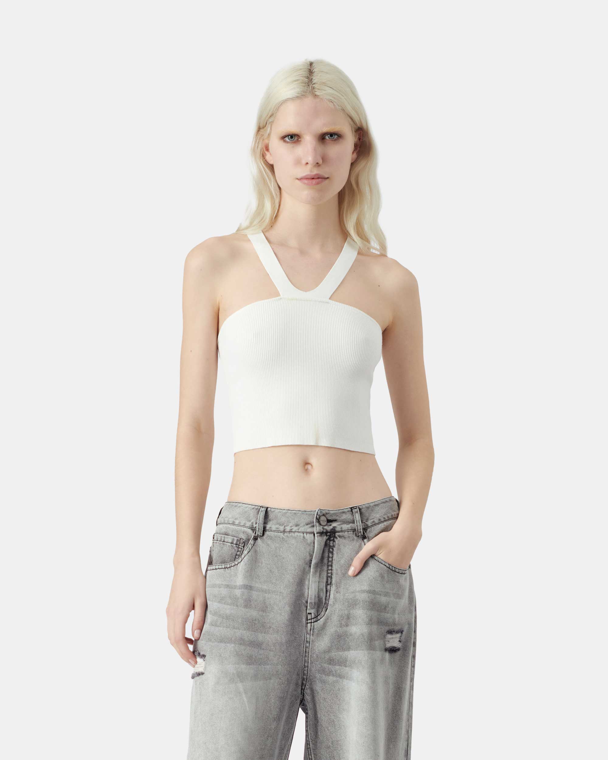 Women's Ripped Light Grey Straight Leg Jeans