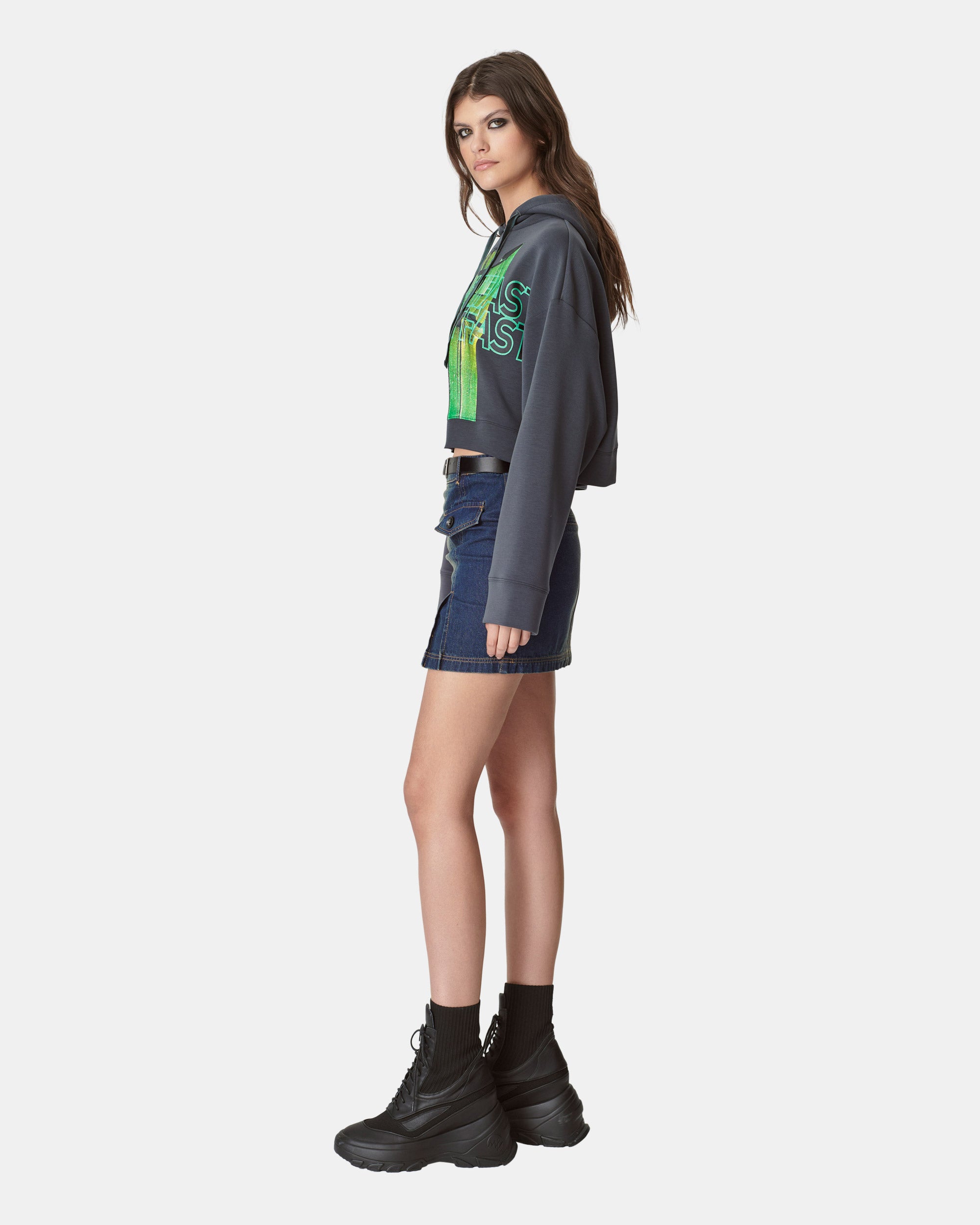 Women's metallic light and shadow hand-painted wall print sweatshirt