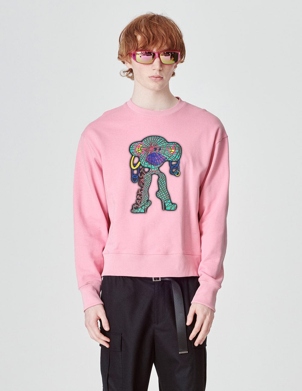 Unisex Pink Cotton Print Sweatshirt
