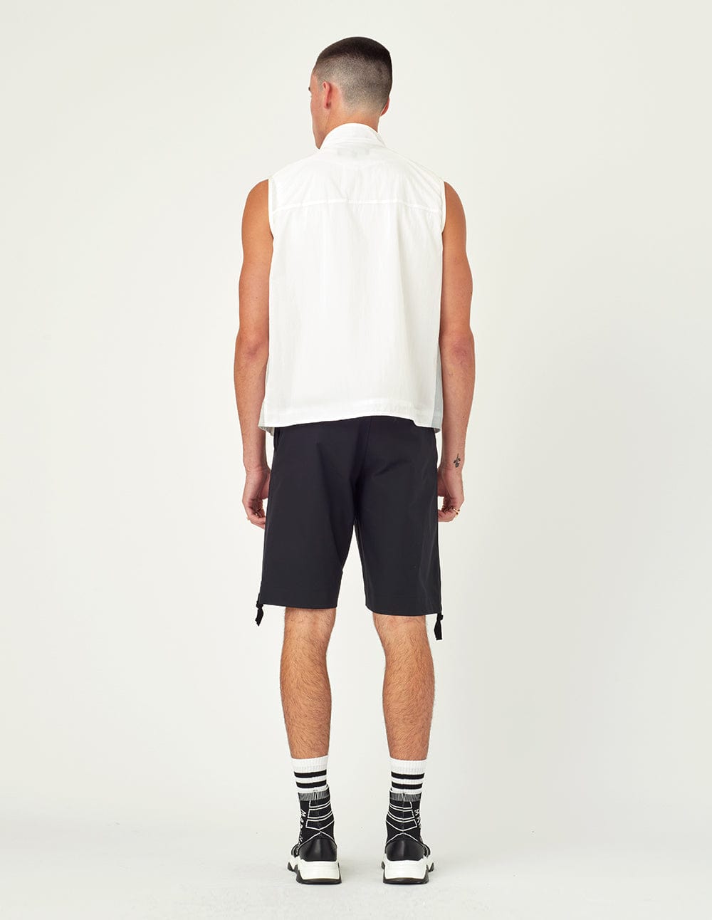 Men's Logo Patch High Neck Sleeveless Vest Jacket
