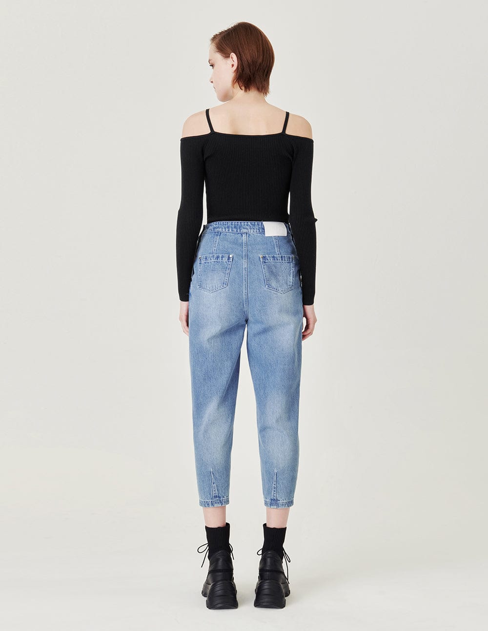 Side Buttonscotton Washed Denim