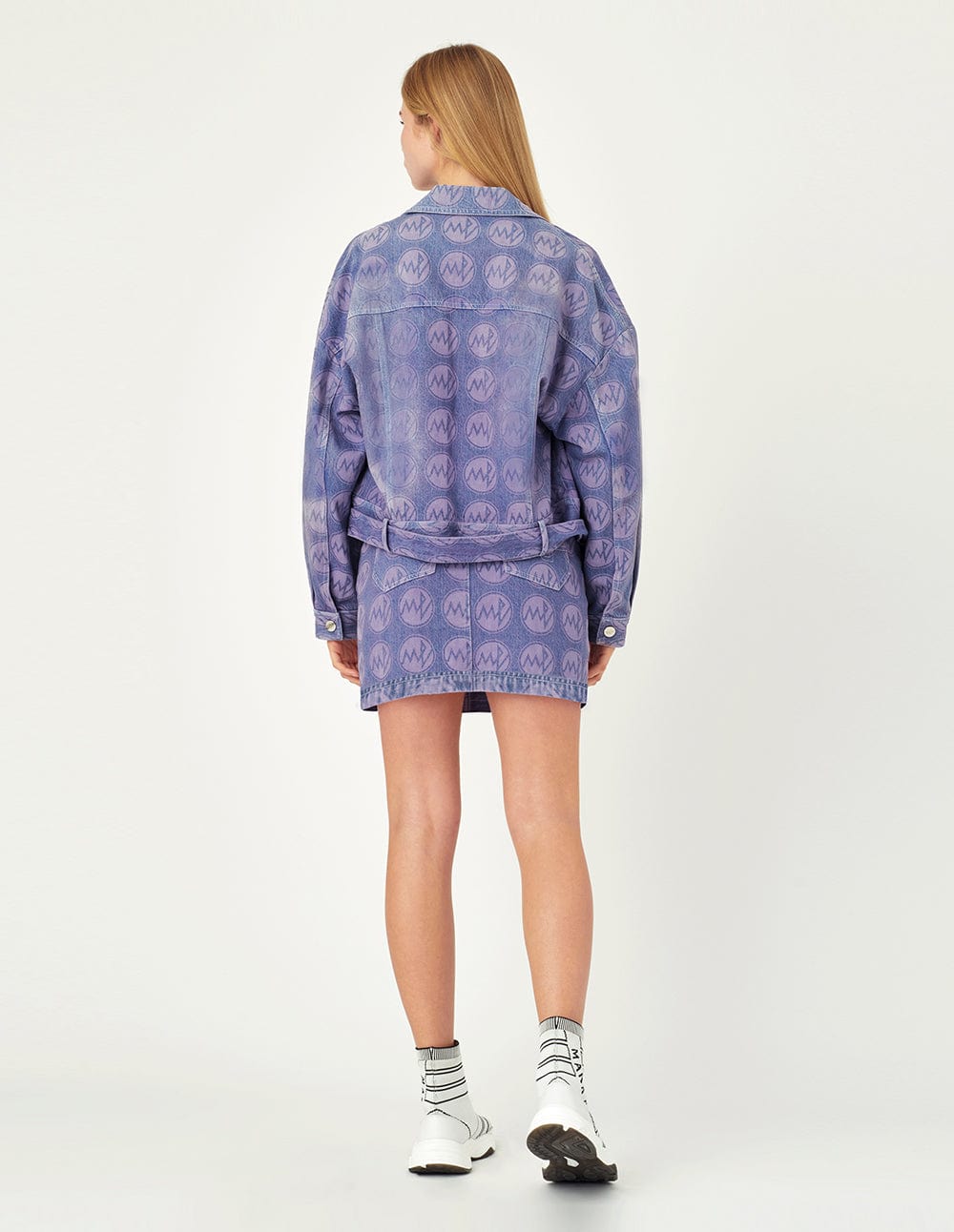 Women's Amethyst-Print Frayed Denim Skirt