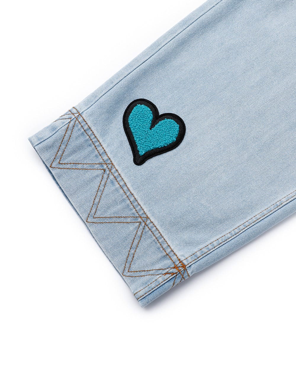 Women's High-Waisted Loose Straight-Leg Cropped Jeans with Heart Patches