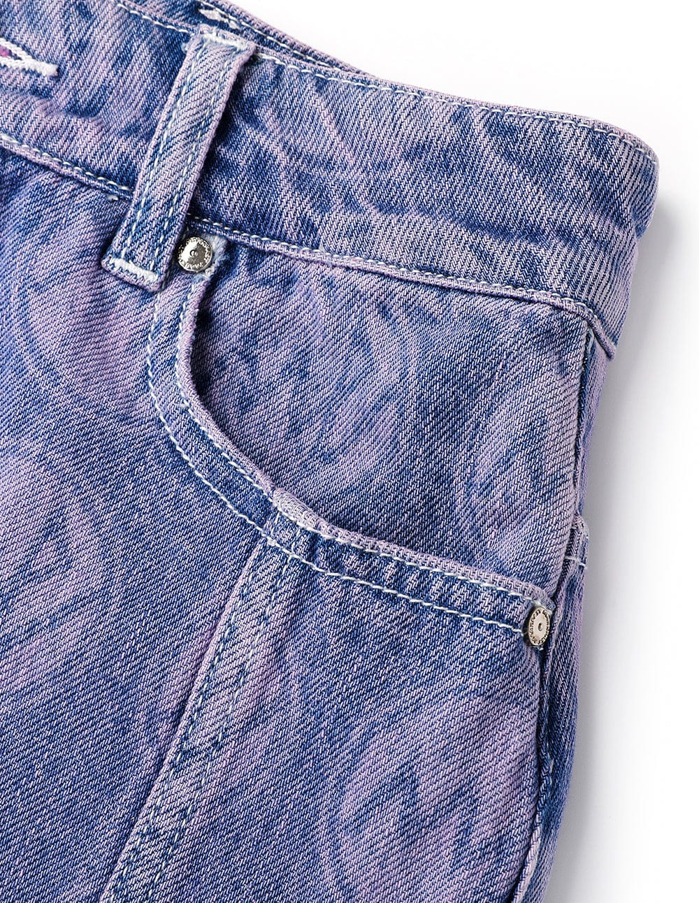 Women's Amethyst-Print Frayed Denim Skirt
