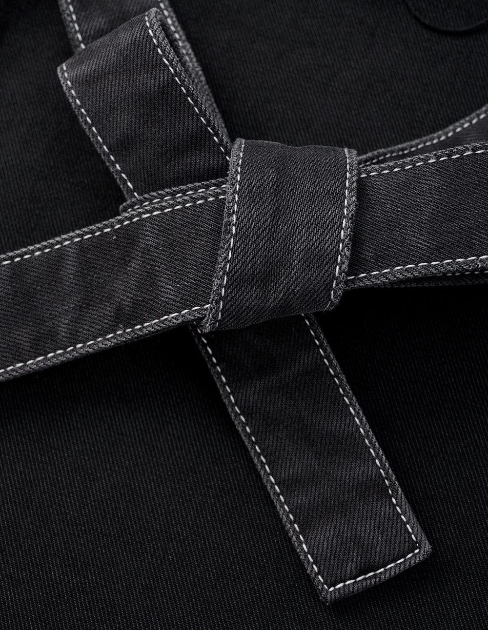 Women's Black Washed Tie-Up Denim Crop Bolero Jacket