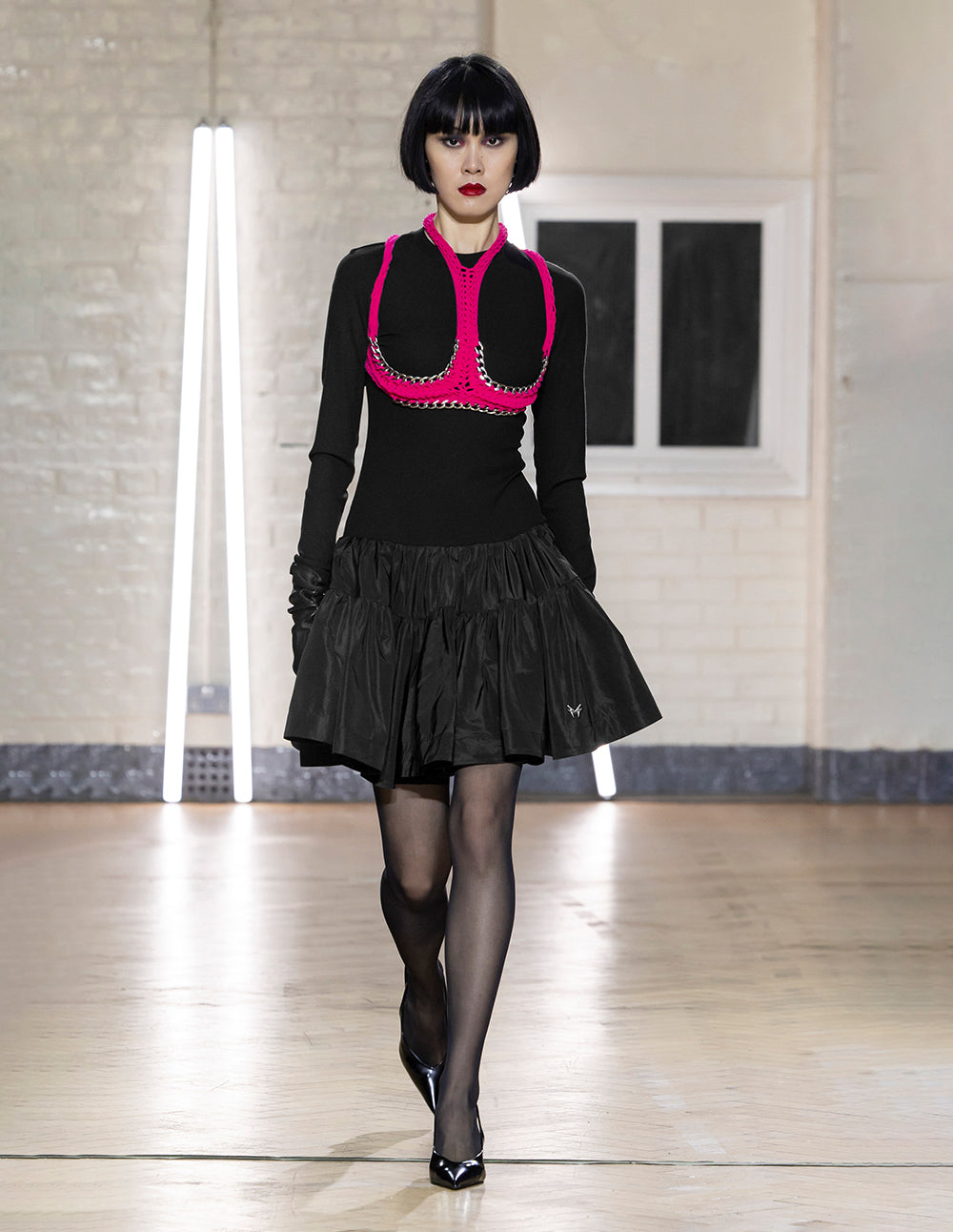 Women's Round Neck Knitted Patchwork Woven Tutu Dress
