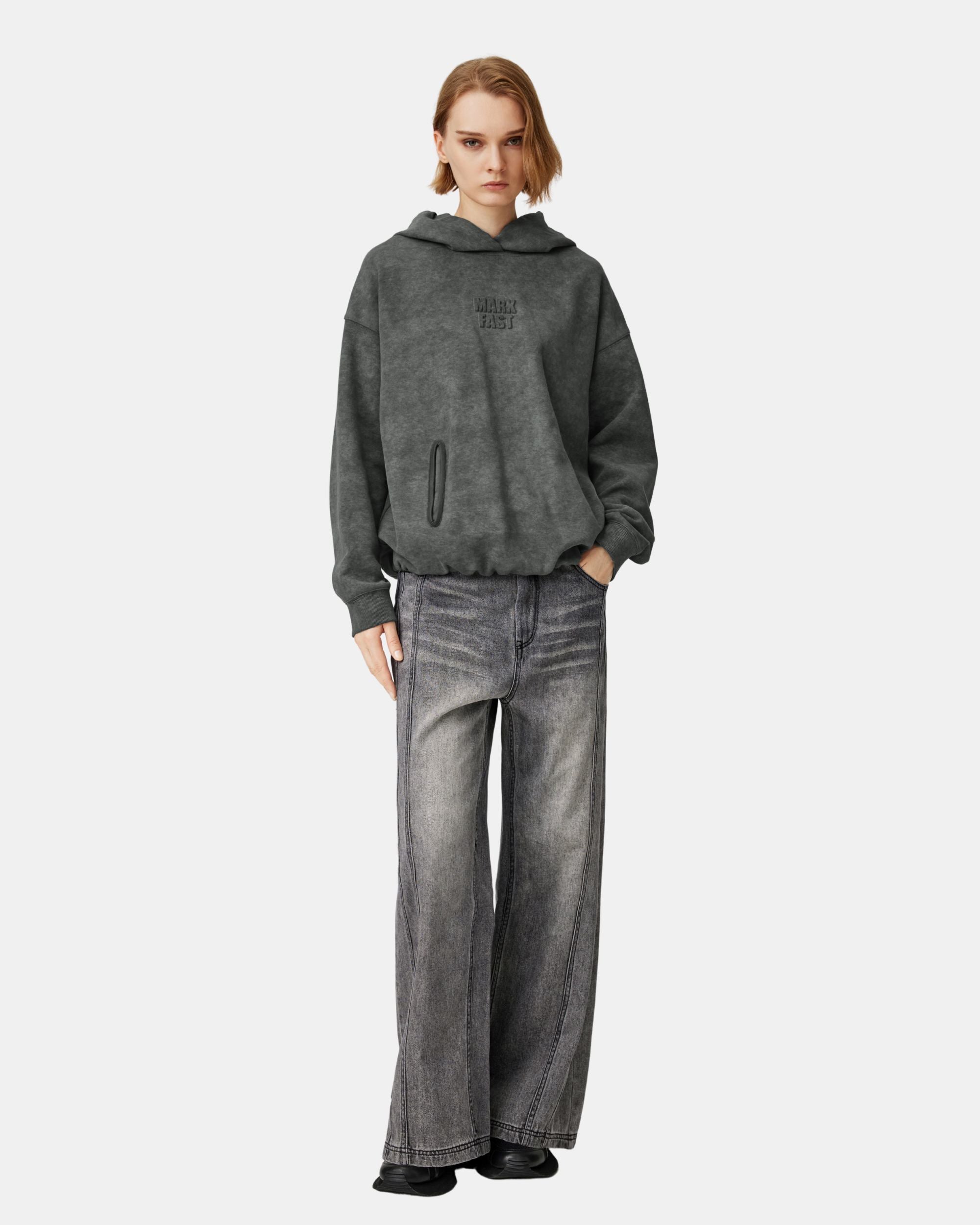 Unisex Relaxed Fit Graphic Logo Embroidered Hooded Pullover