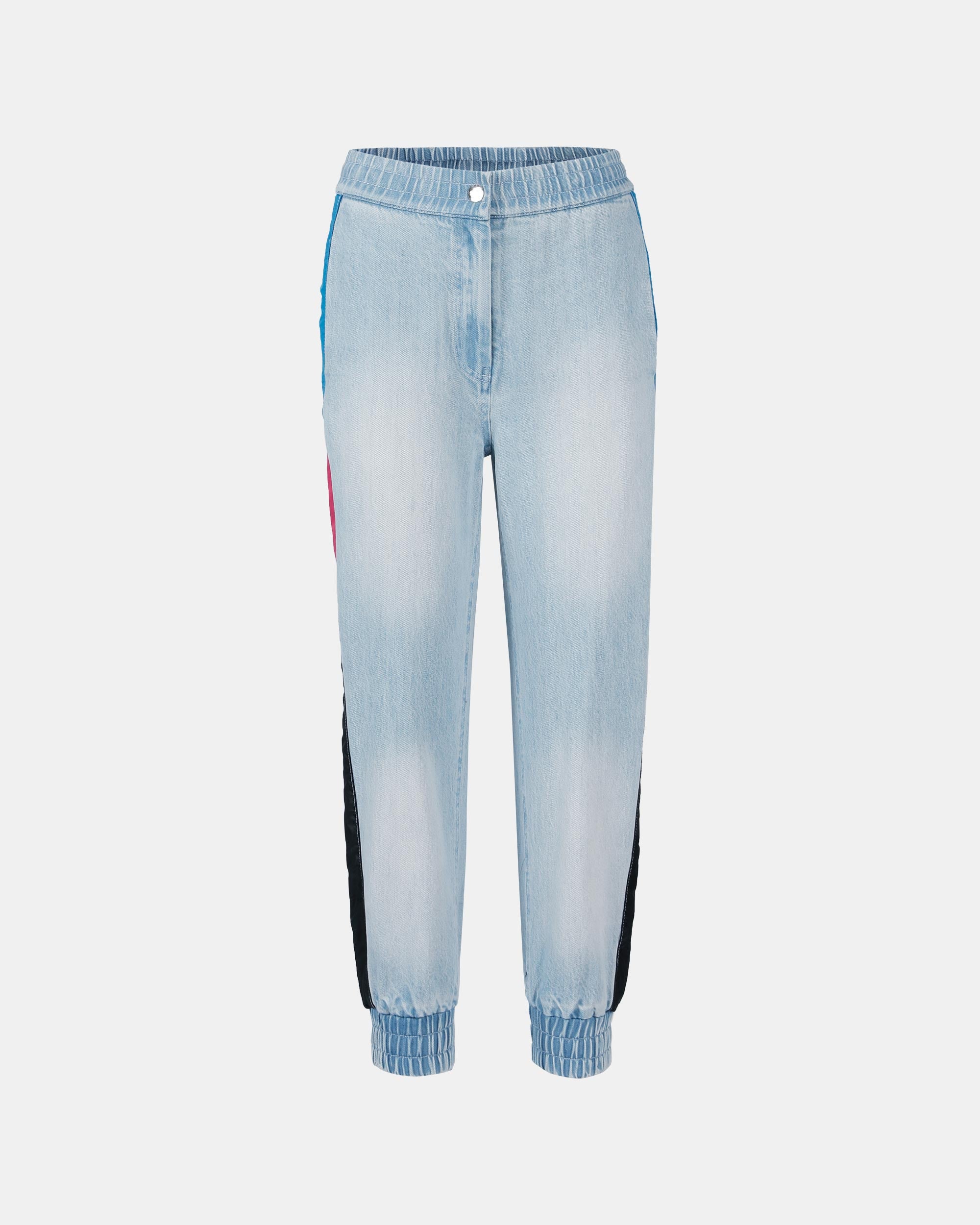 Women Down Fabric Patch Denim Jogger Jeans