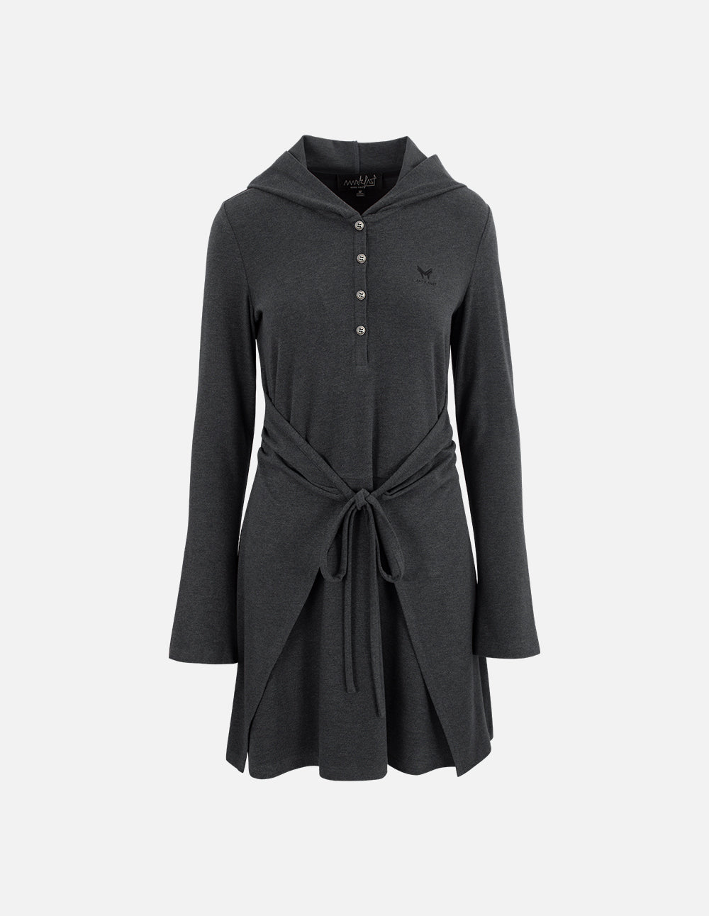 Women's Hooded Flared Design Dark Gray A-line Long Dress