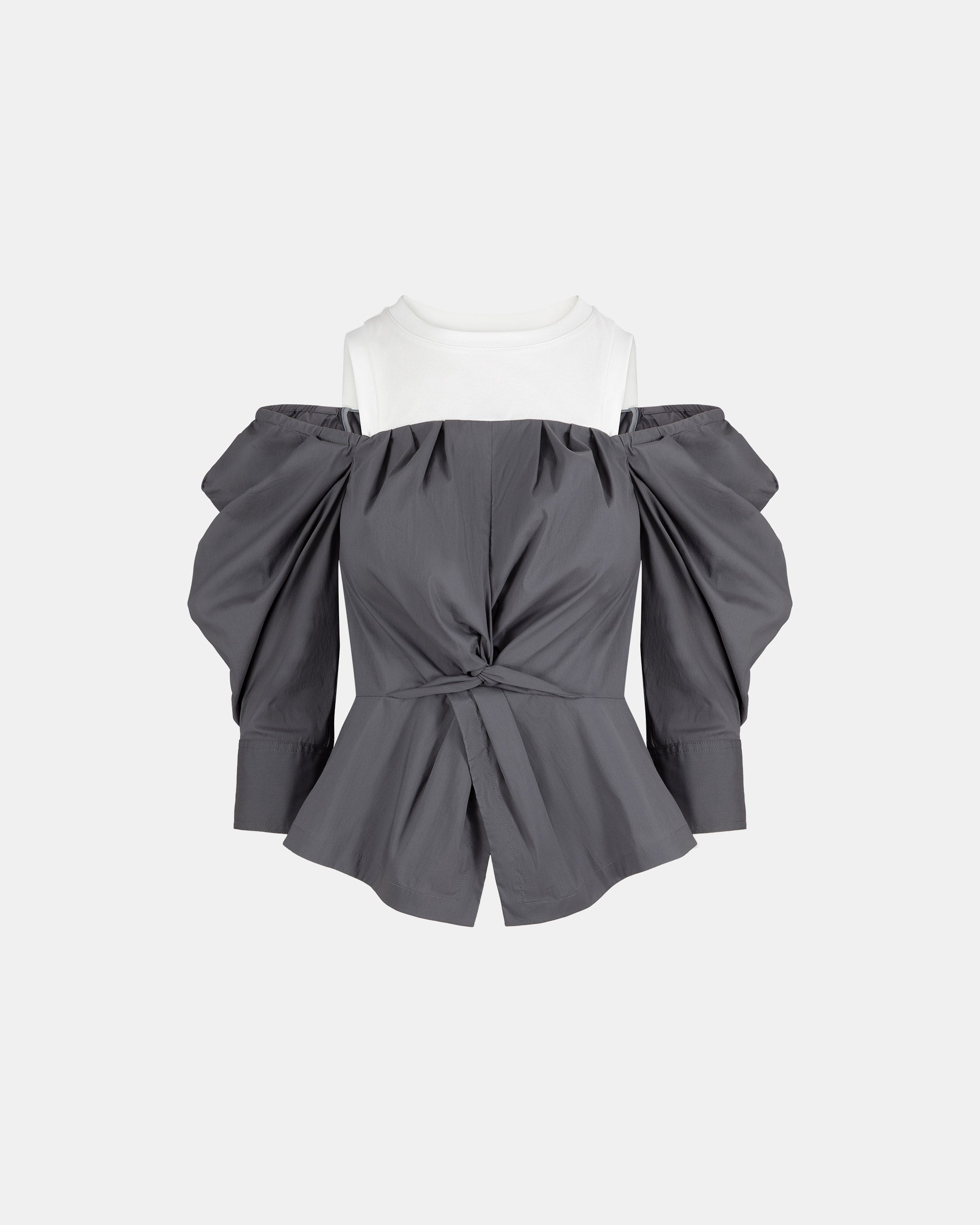 Women's Strapless False Two-Piece Long Sleeve Top