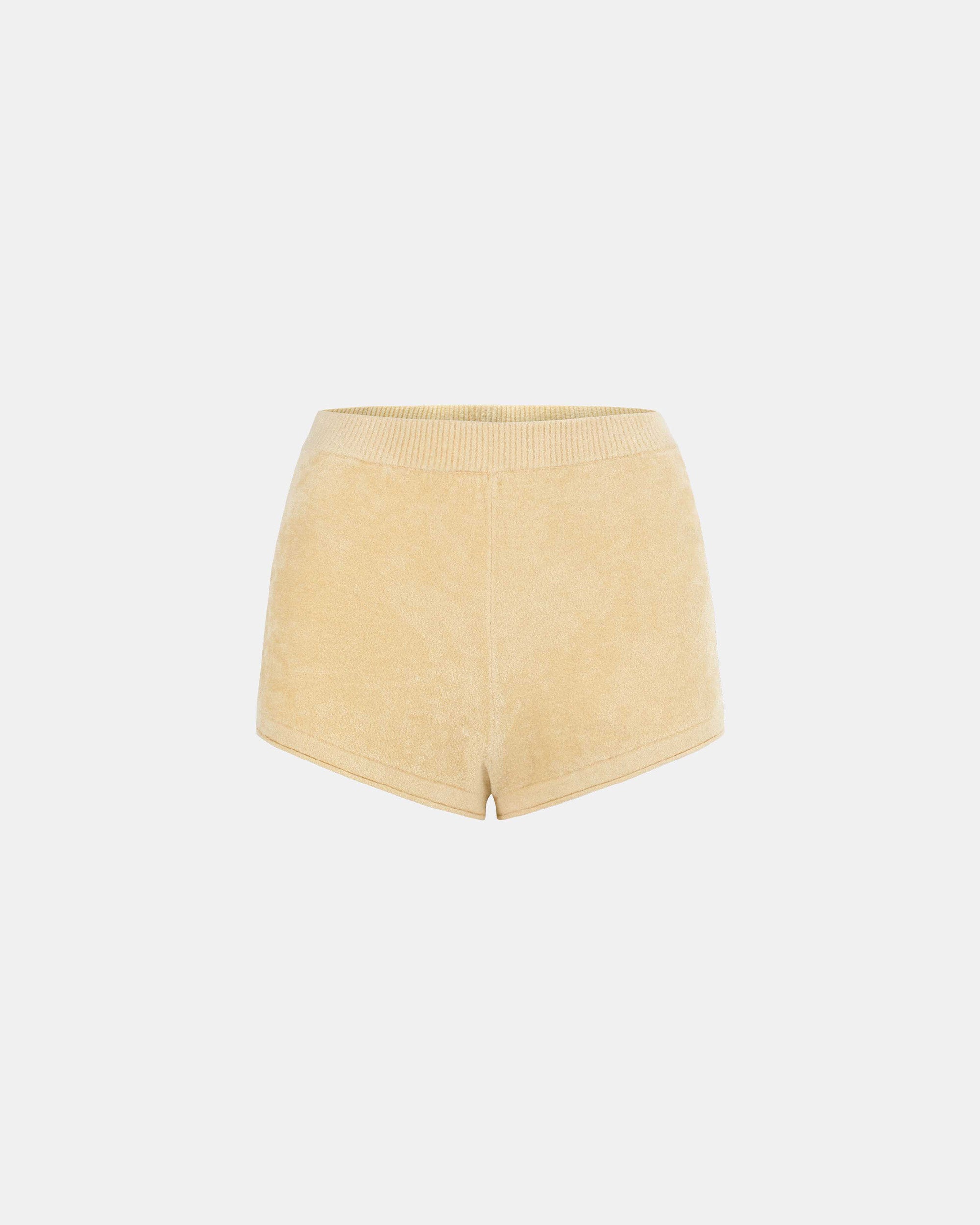 Women's Terry Cloth Ribbed Waistband Mini Shorts
