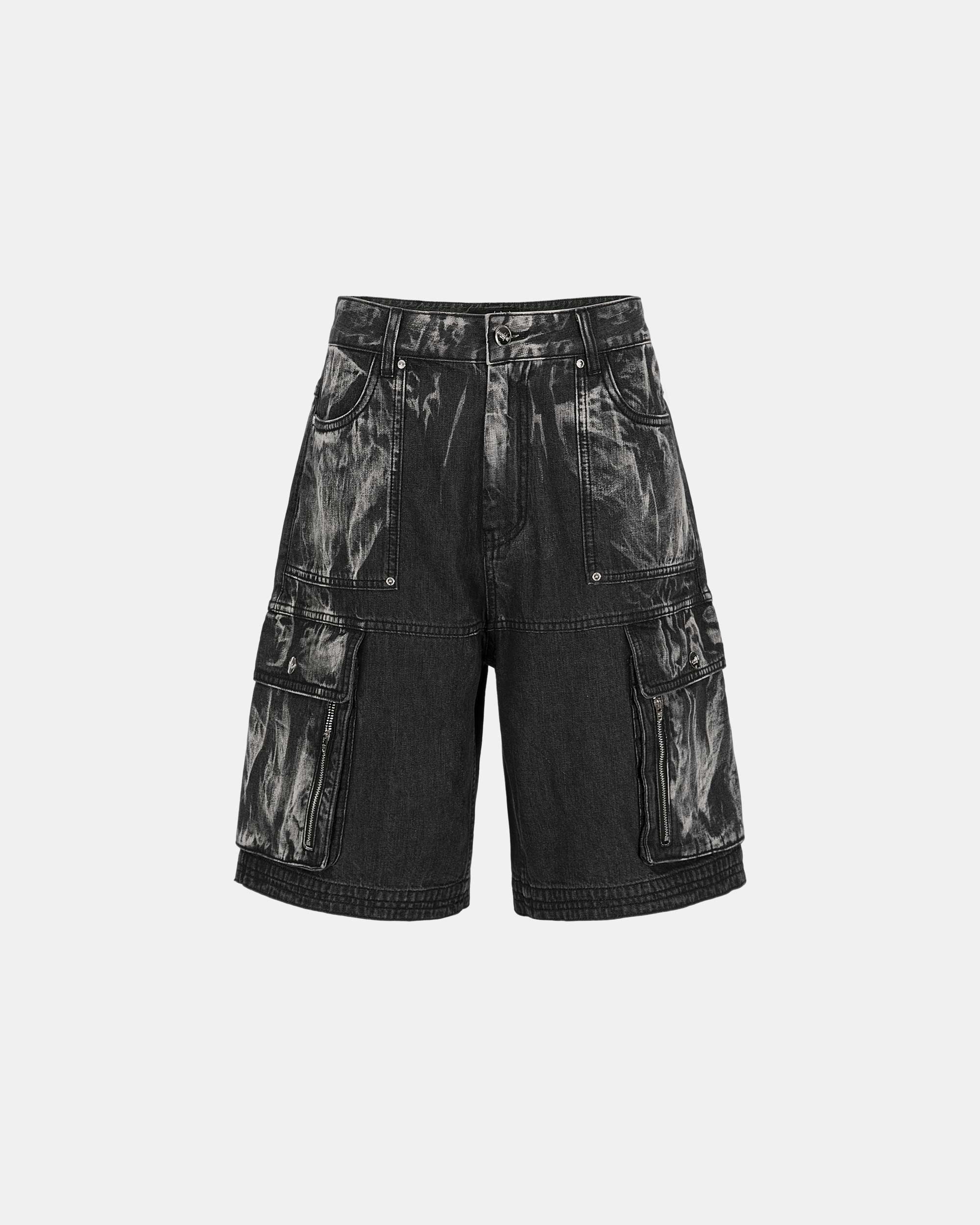 Men's Tie-Bleached Washed Shorts