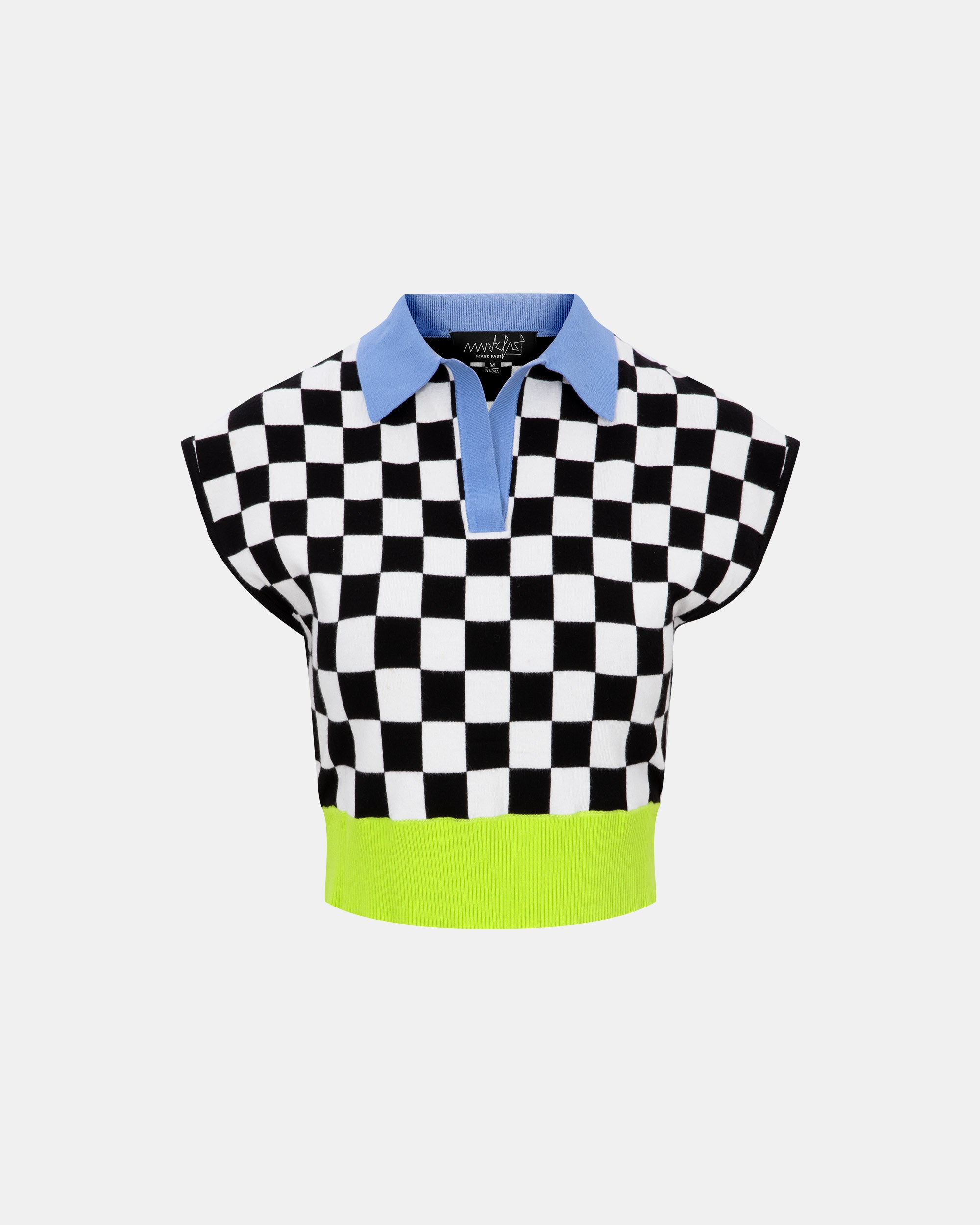 Women's Checkered Shoulder Pad Knit Sweater