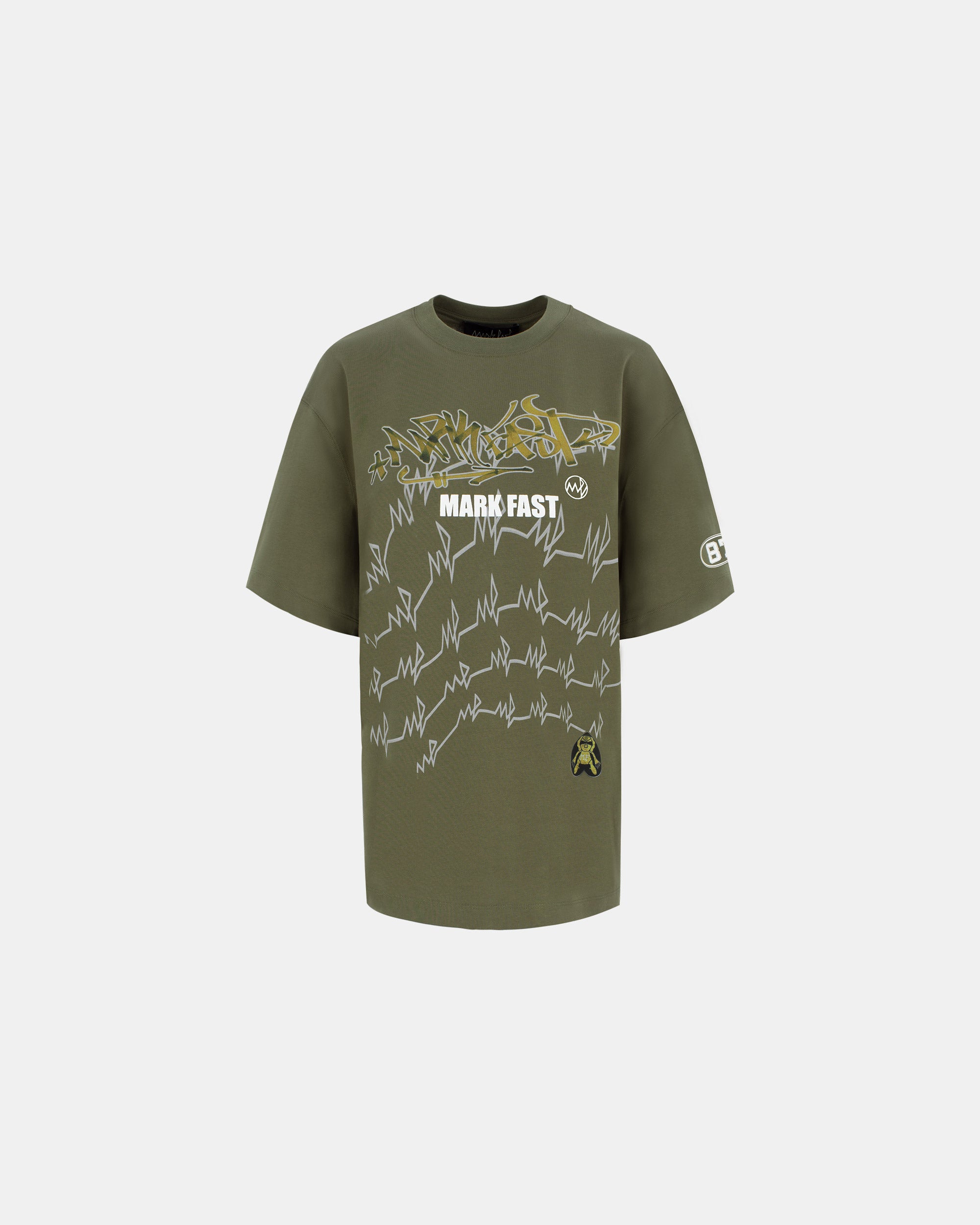 Unisex Olive Green Graffiti Graphic Streetwear Tee
