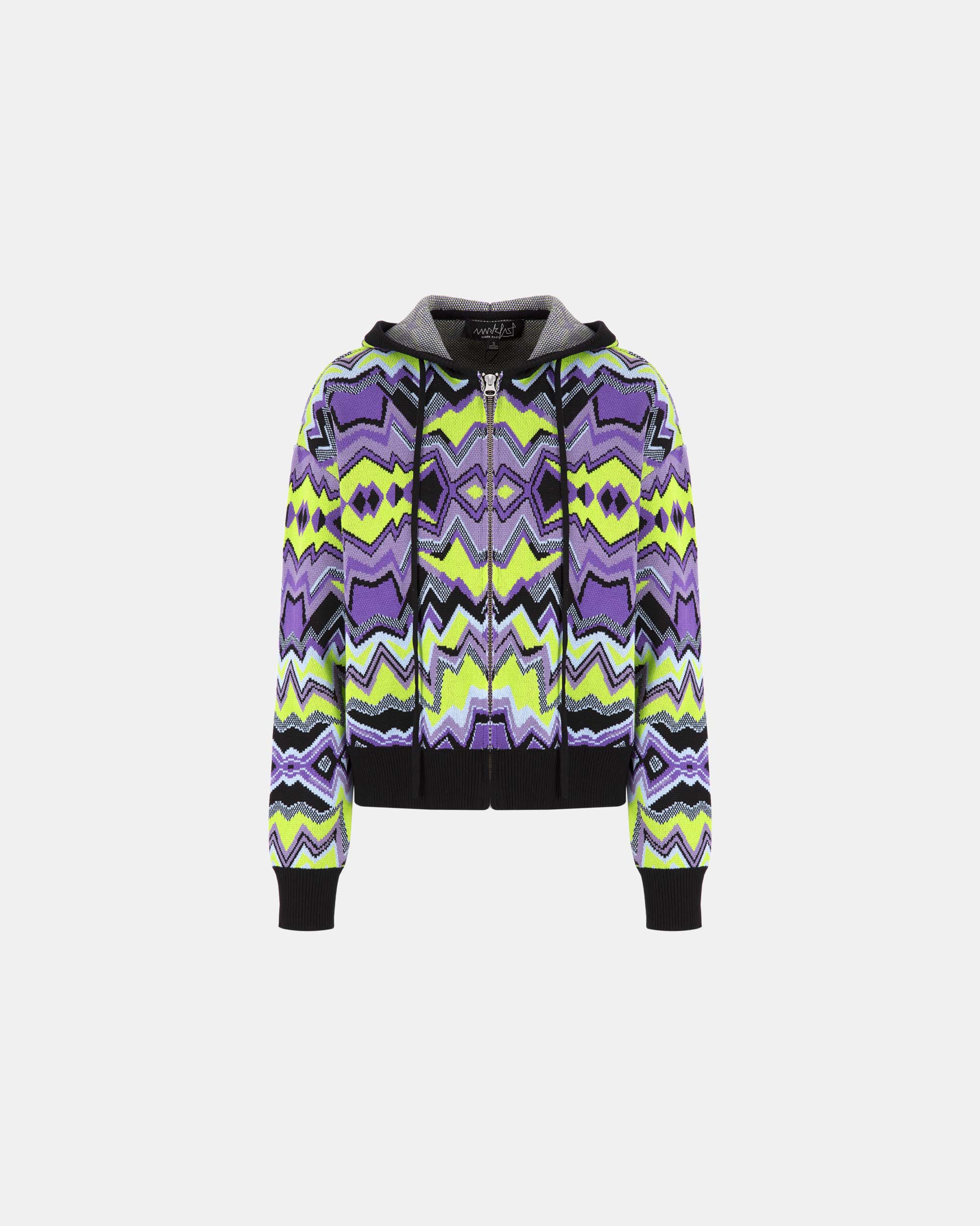 Women's Geometric Jacquard Hooded Knitted Jacket