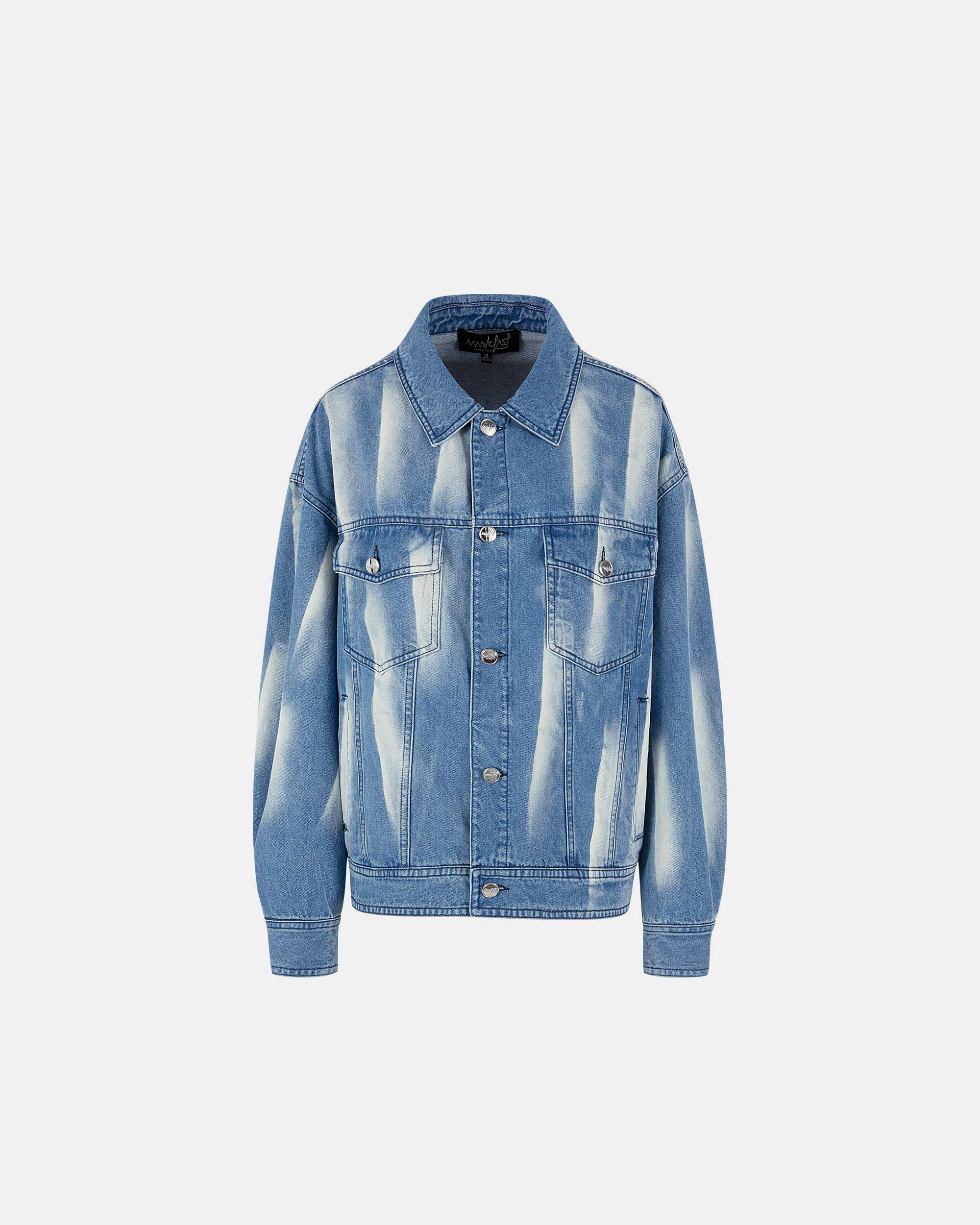 Women's Loose Fit Contrast Wash Striped Denim Jacket