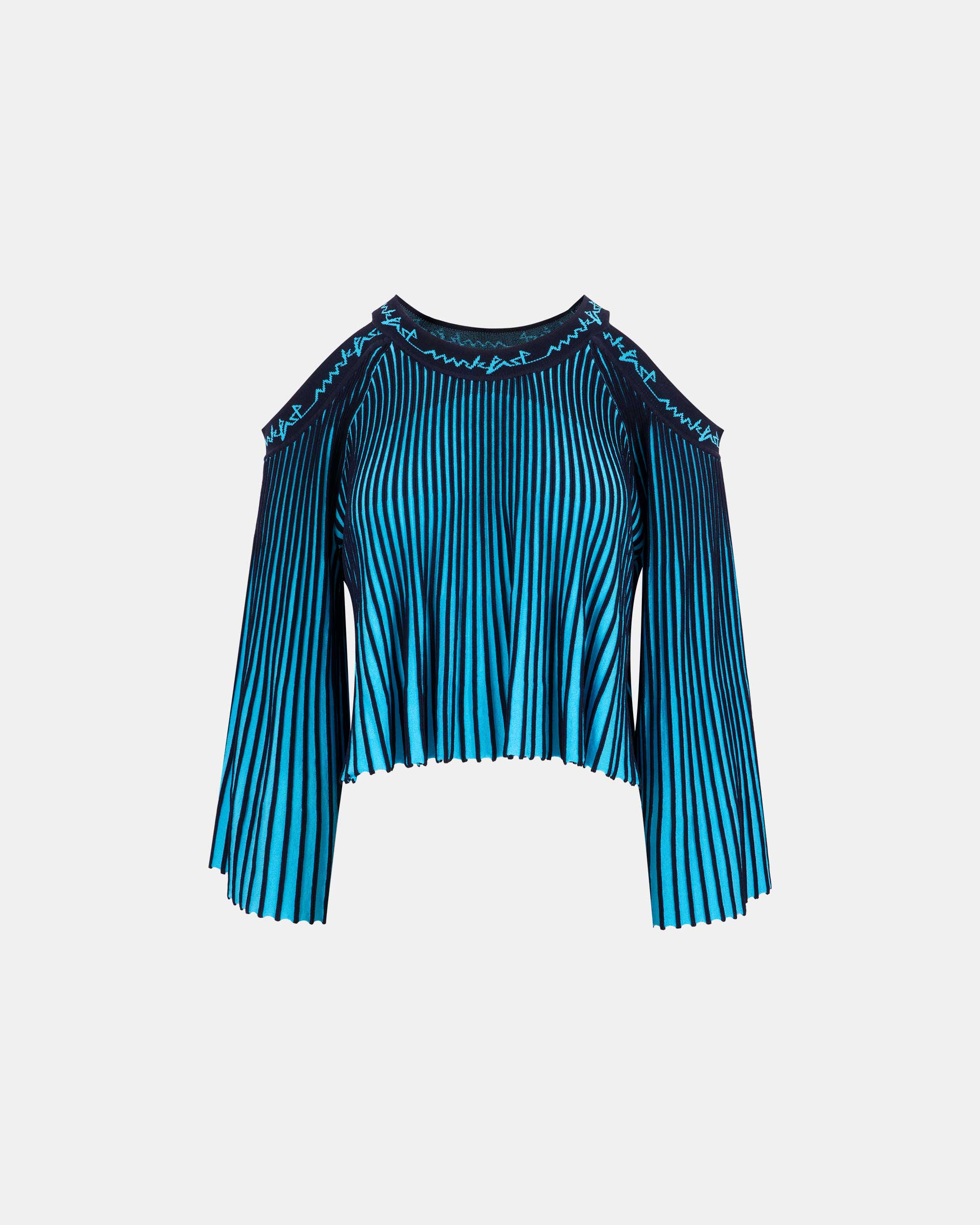 Women's Blue Off-Shoulder Knit Sweater