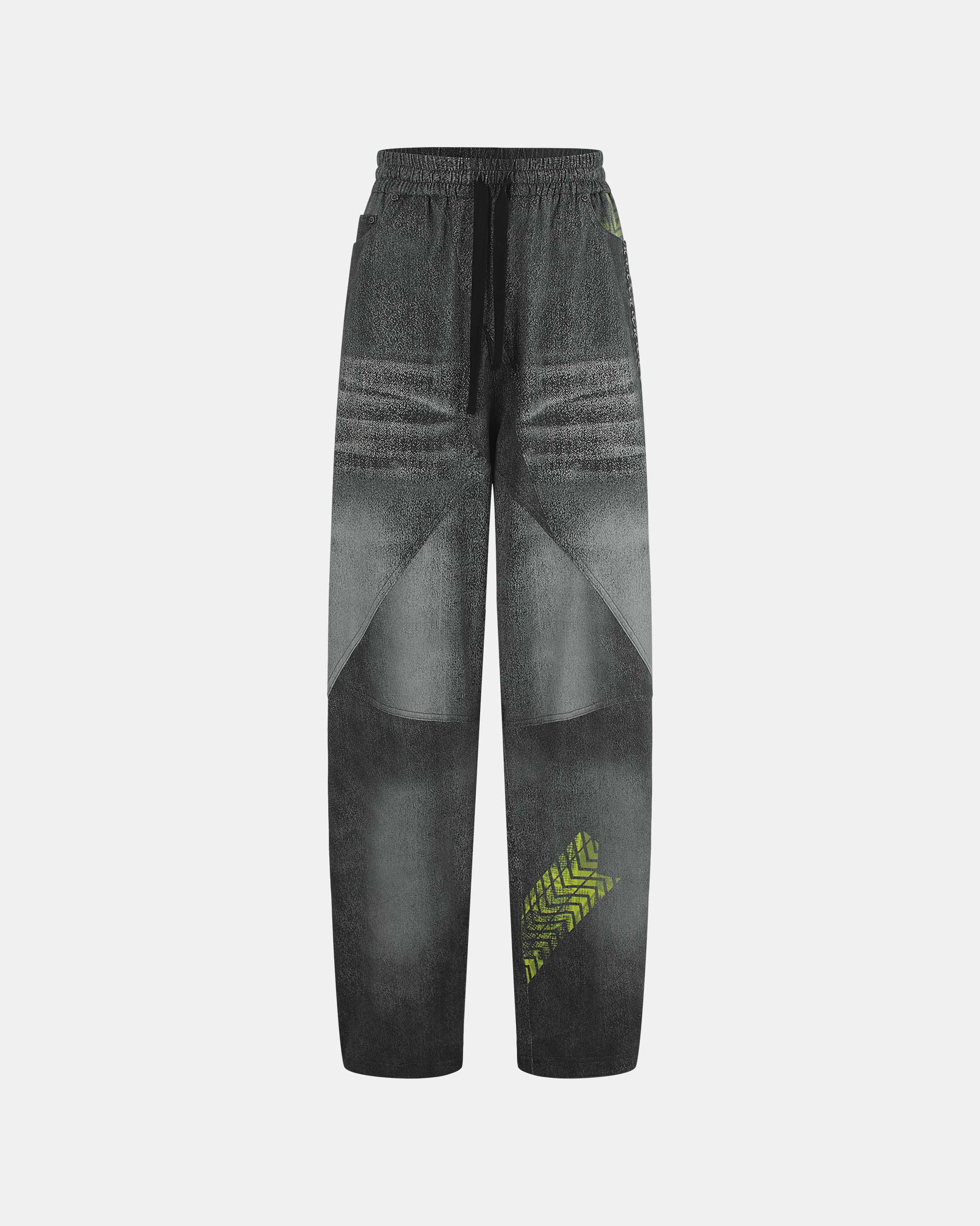Unisex Acid Wash Neon Geometric Print Pants
