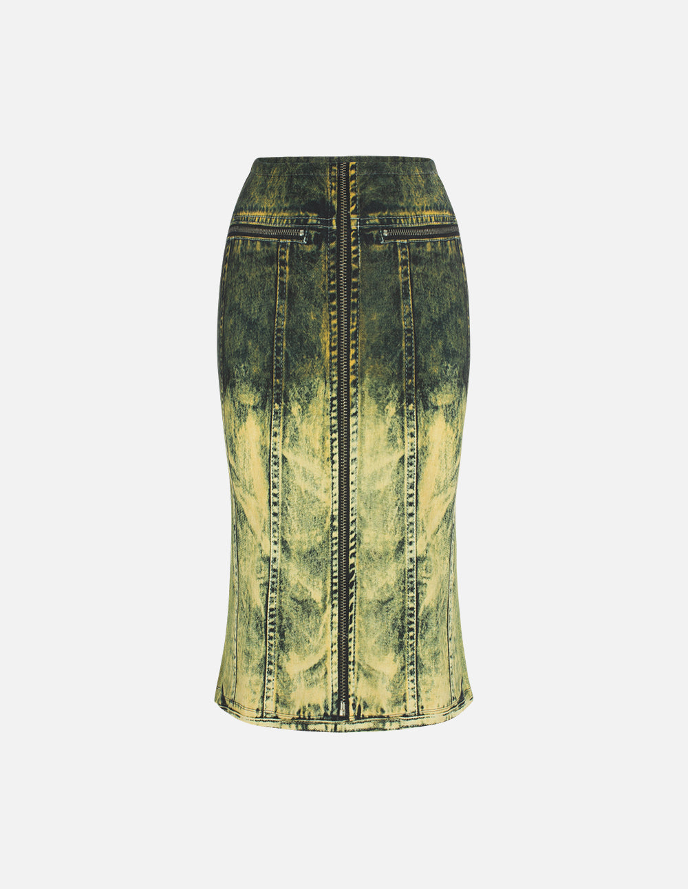 Women's Cloud-Soft Washed Yellow Gradient Denim Skirt