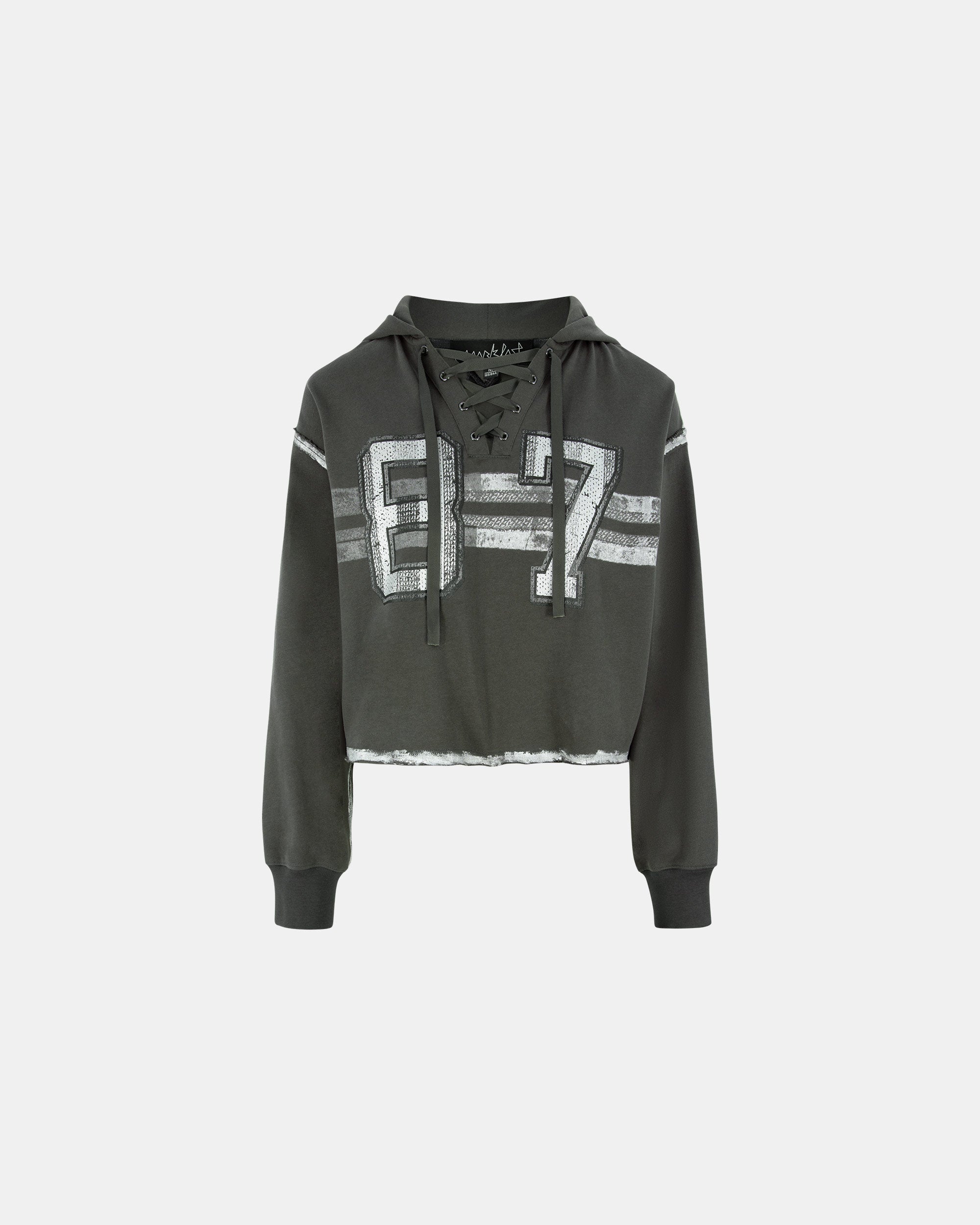 Women's Vintage Lace-Up Graphic Cropped Hoodie