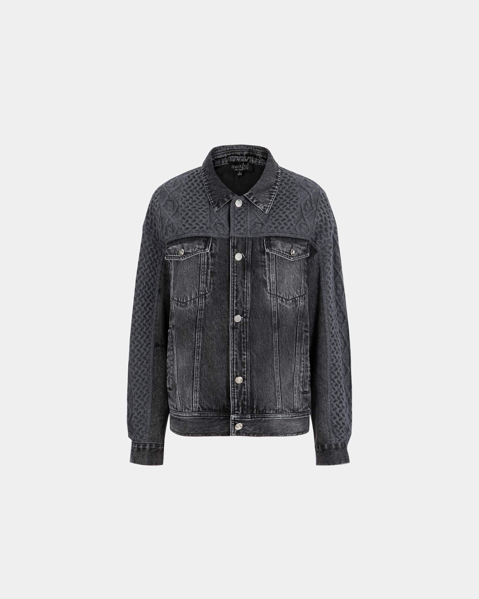 Unisex Knitted Patchwork Denim Jacket