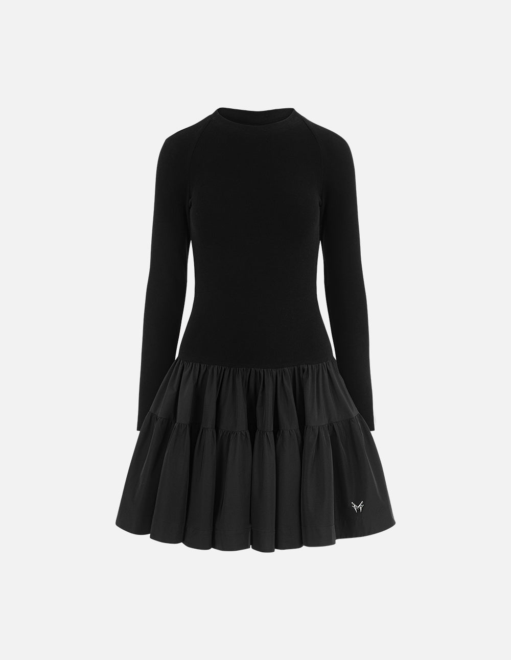 Women's Round Neck Knitted Patchwork Woven Tutu Dress