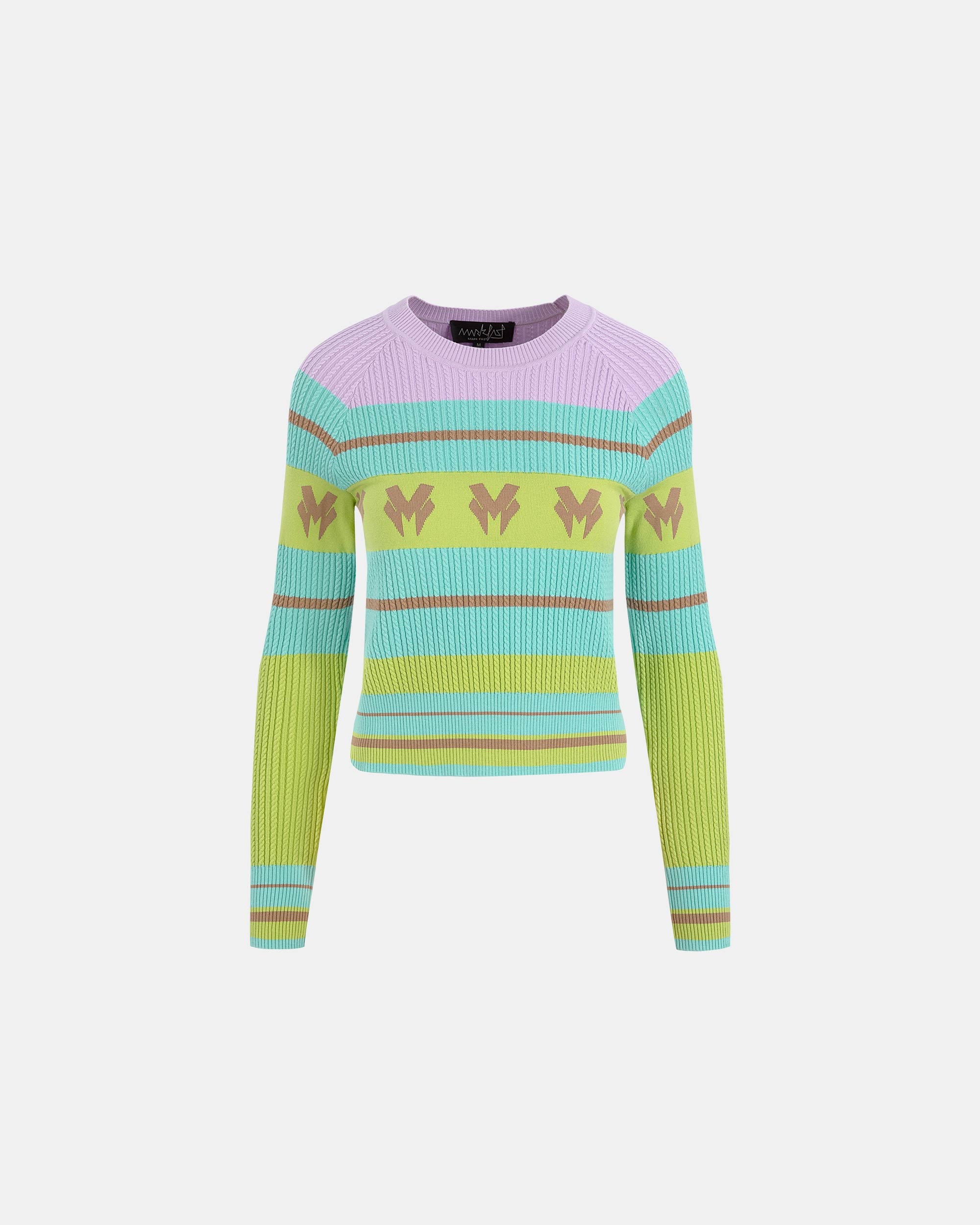 Women's Contrast Striped Jacquard Knit Pullover