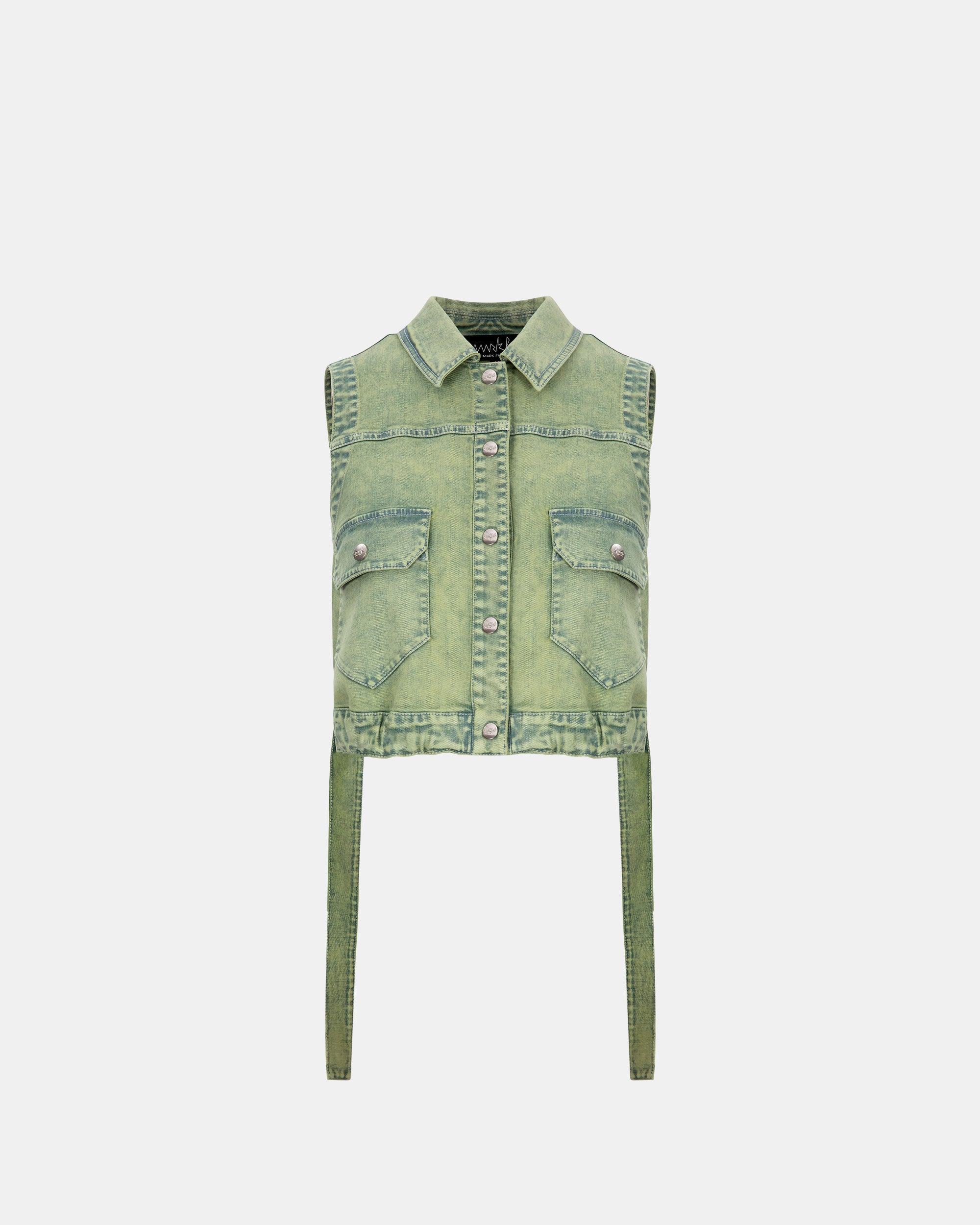 Women's Light Green Washed Denim Tank Top